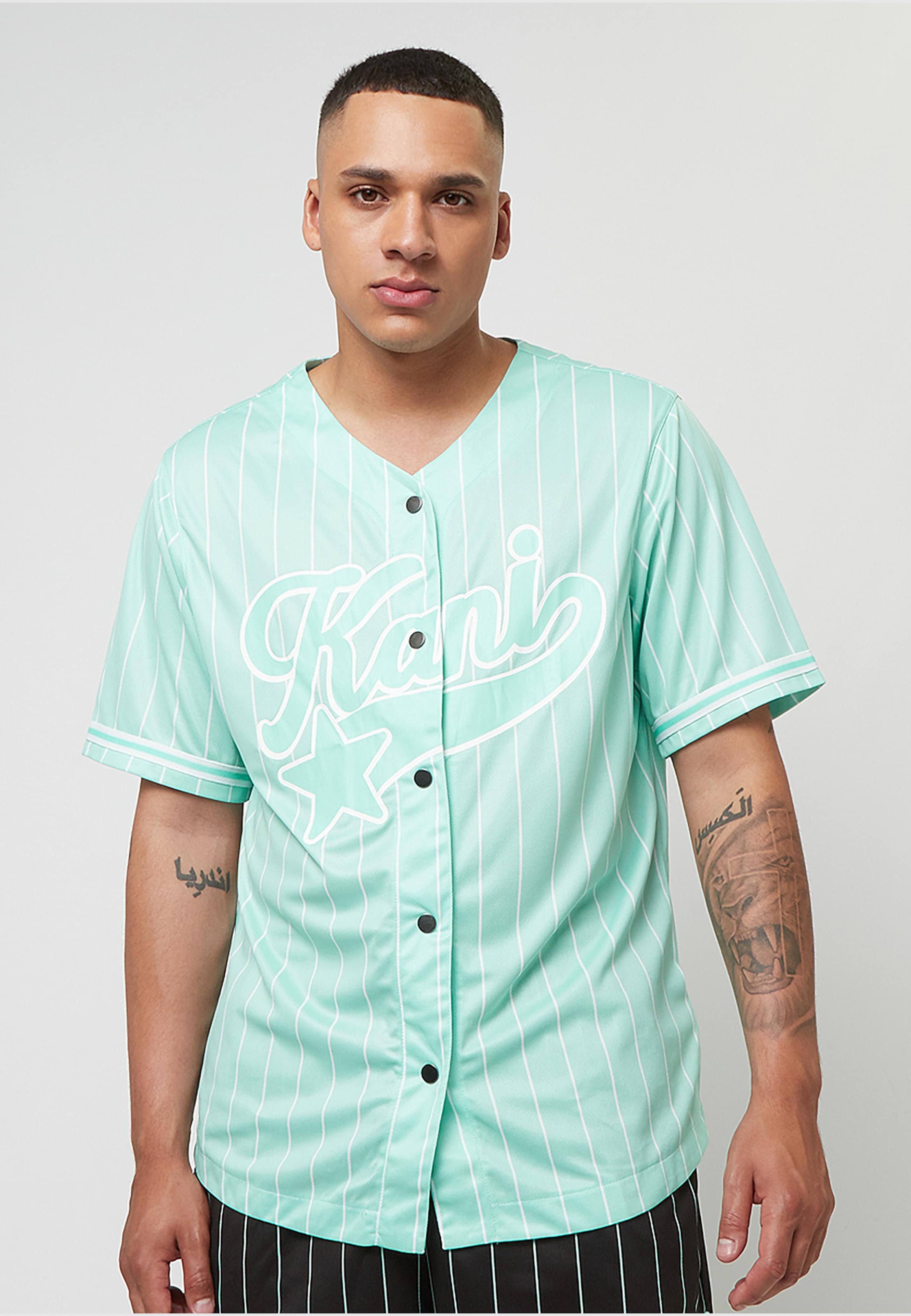 Karl Kani Star Logo Pinstripe Baseball Shirt