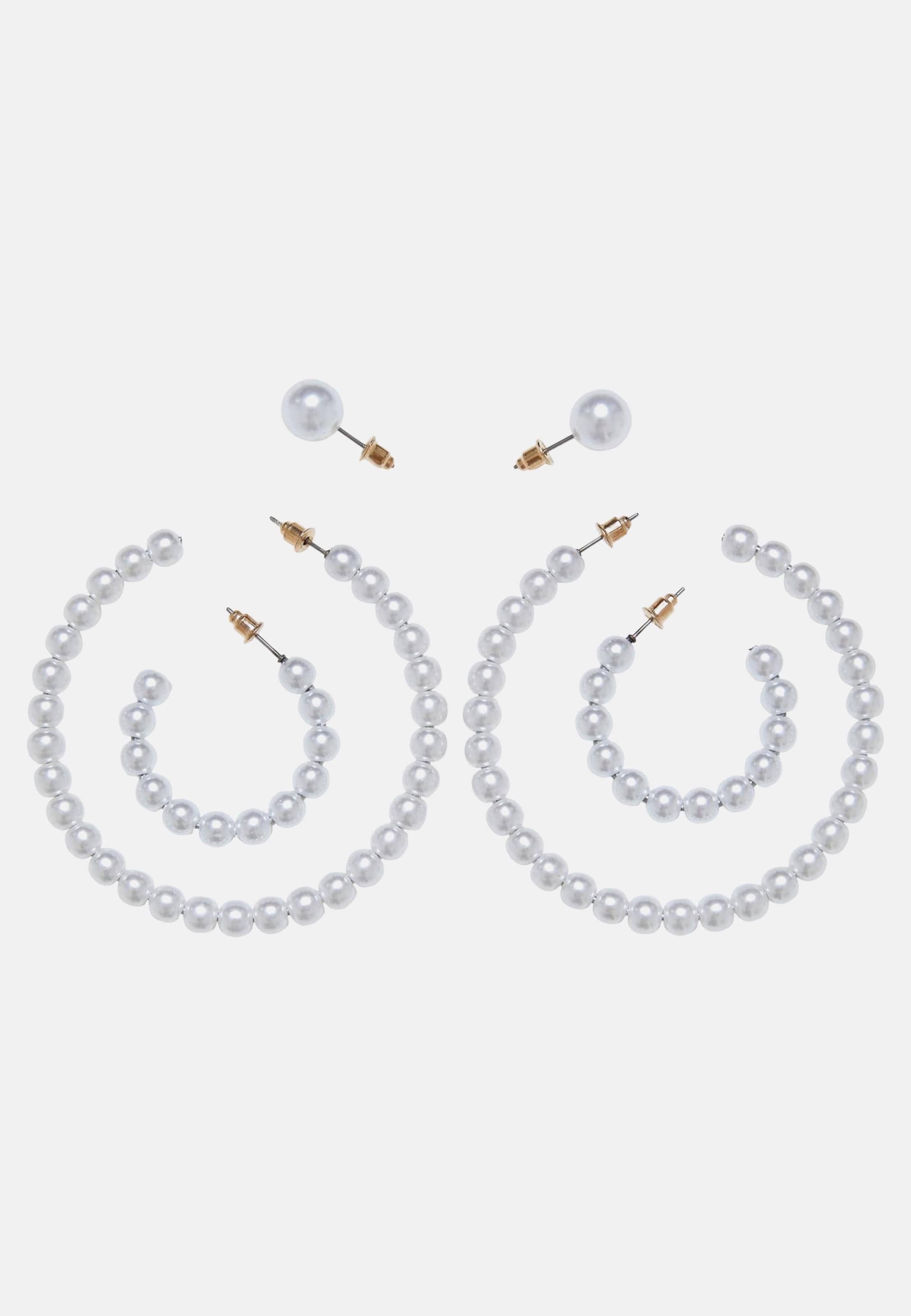 Urban Classics Pearl Hoop Earring 3-Pack