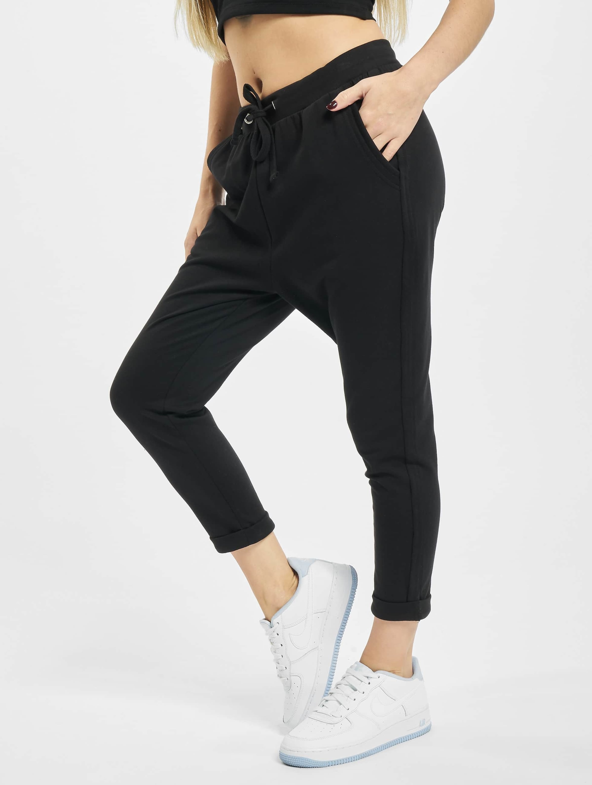 Urban Classics Ladies Open Edge Terry Turn Up Pants