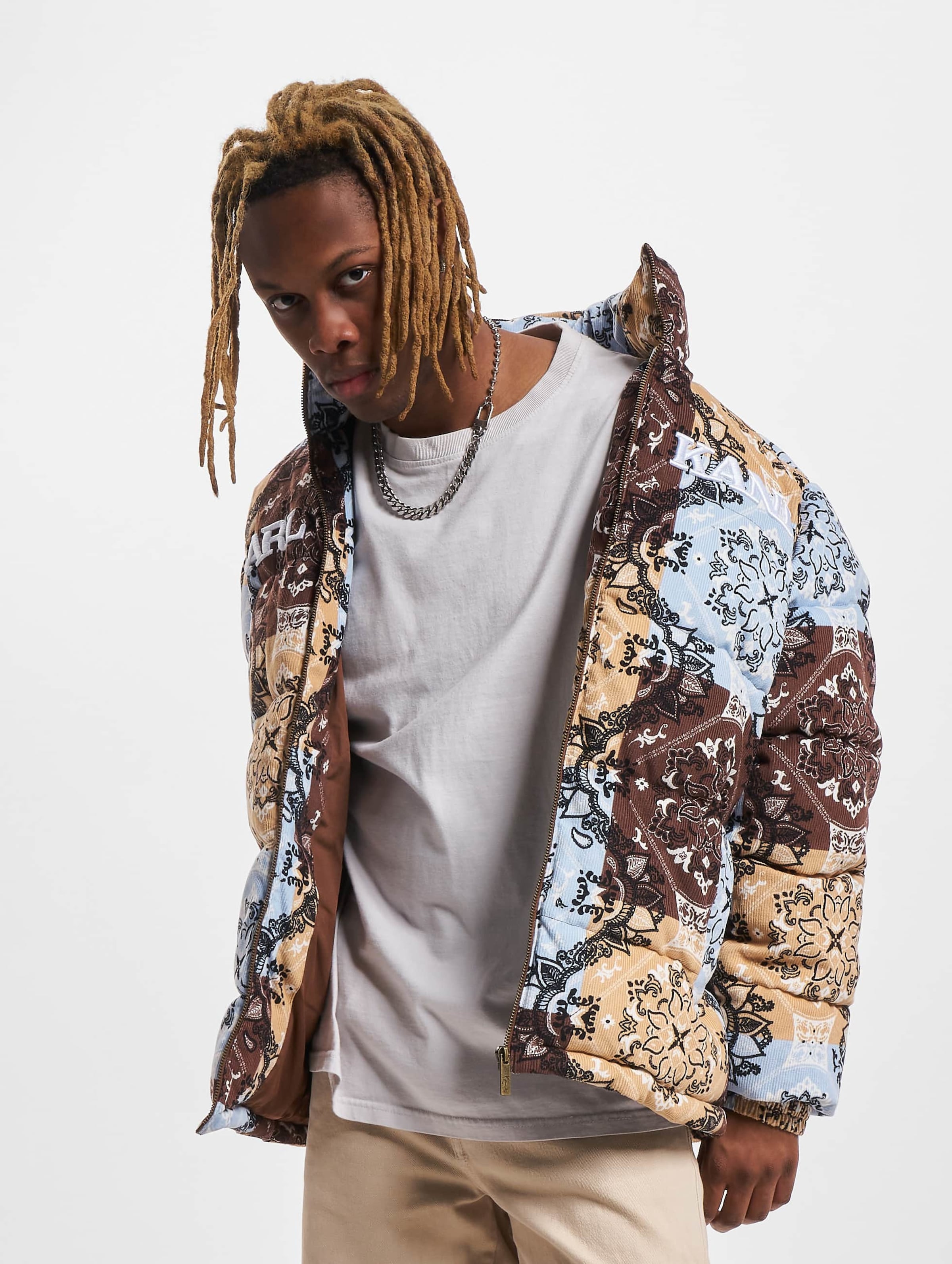 Karl Kani KM233-035-2 KK Retro Paisley Corduroy Puffer Jacket