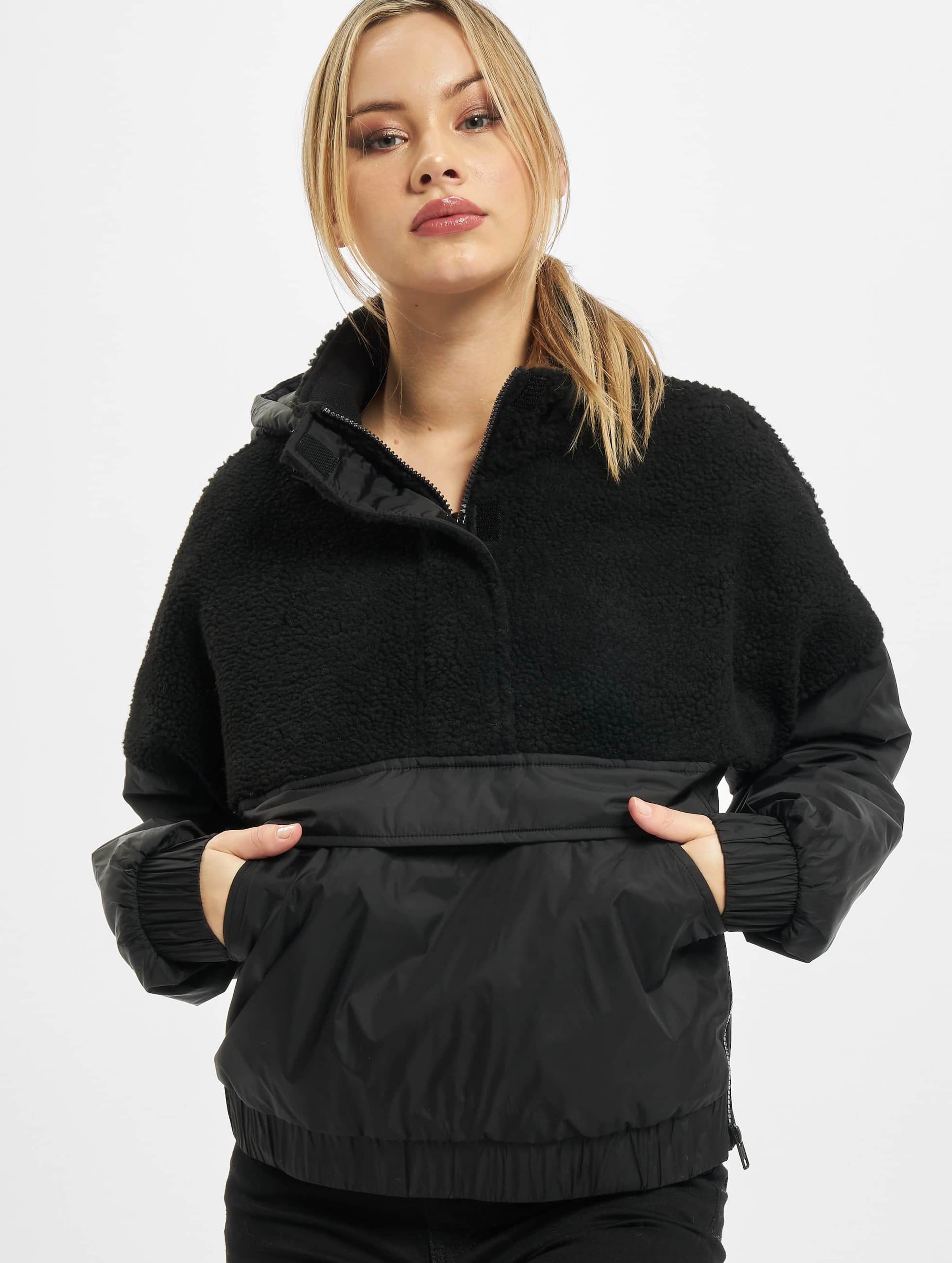 Urban Classics Ladies Sherpa Mix Pull Over Jacket