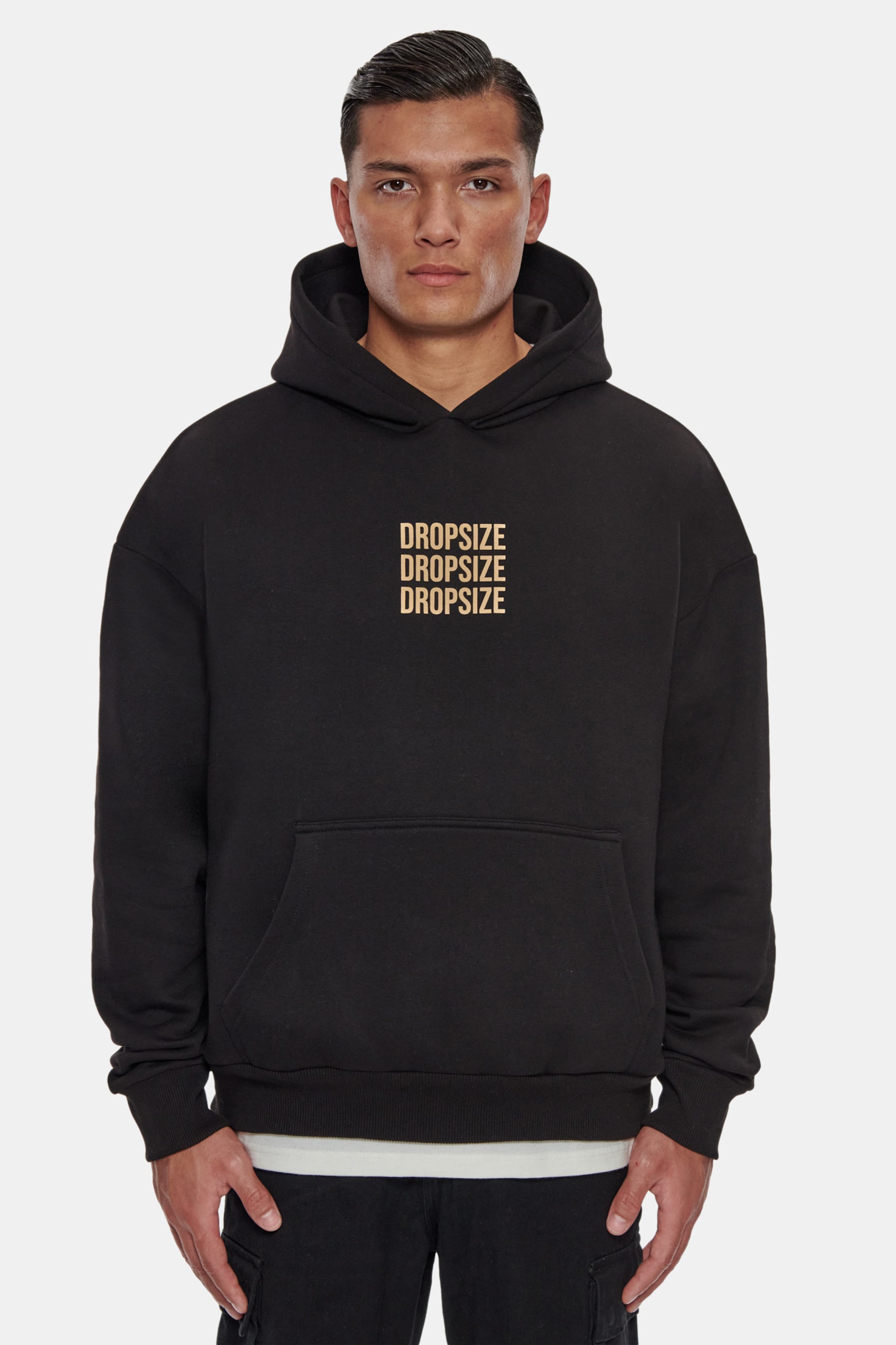 Dropsize Heavy Oversize Triple Logo Hoodie