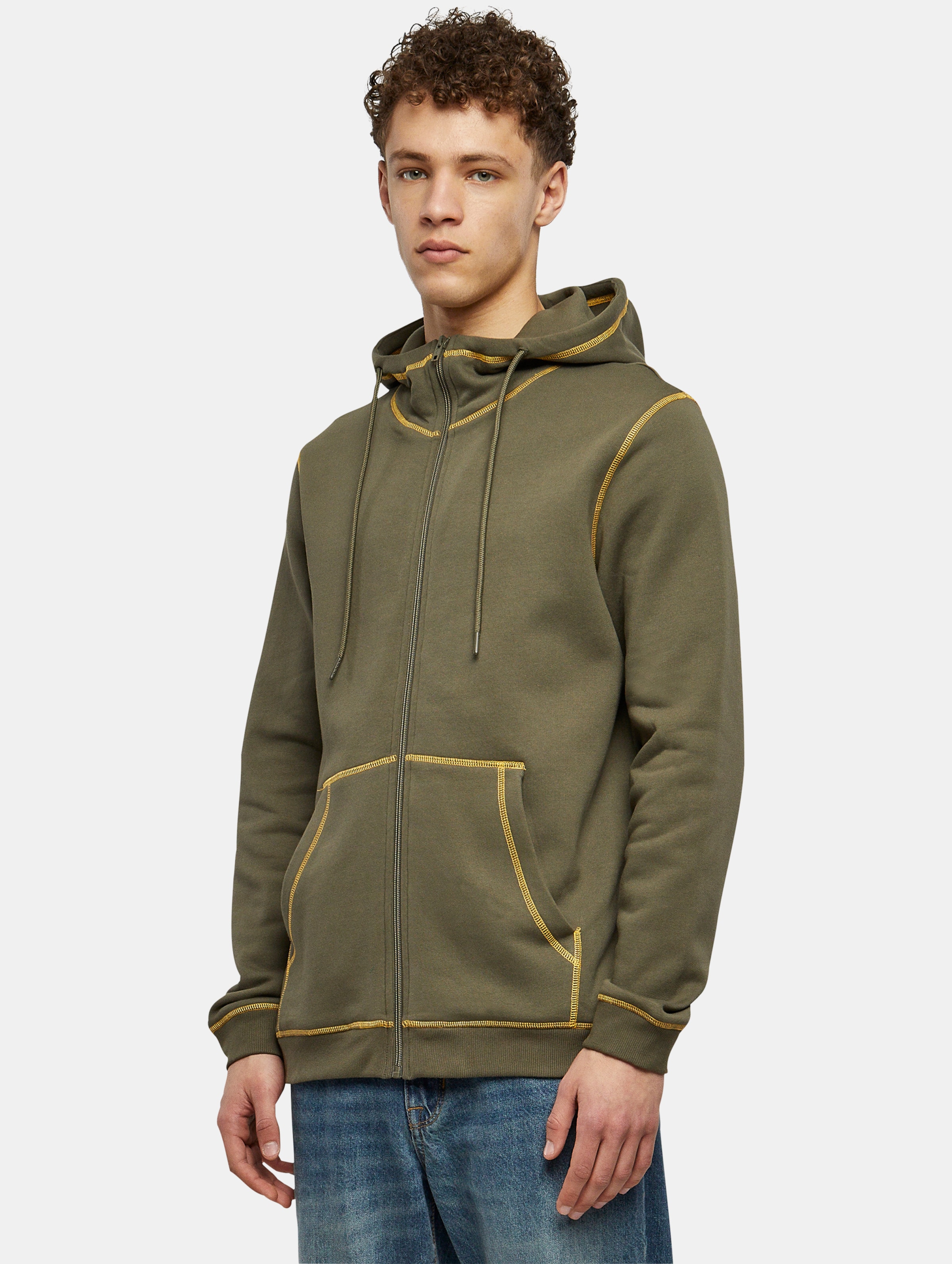 Urban Classics Organic Contrast Flatlock Stitched Zip Hoody