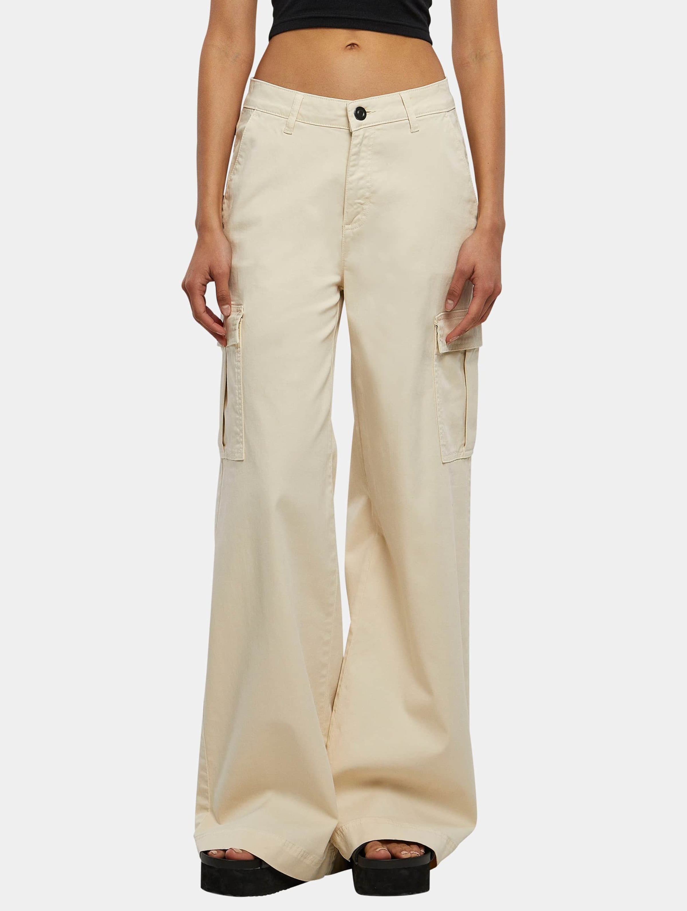 Urban Classics Ladies High Waist Wide Leg Twill Cargo Pants