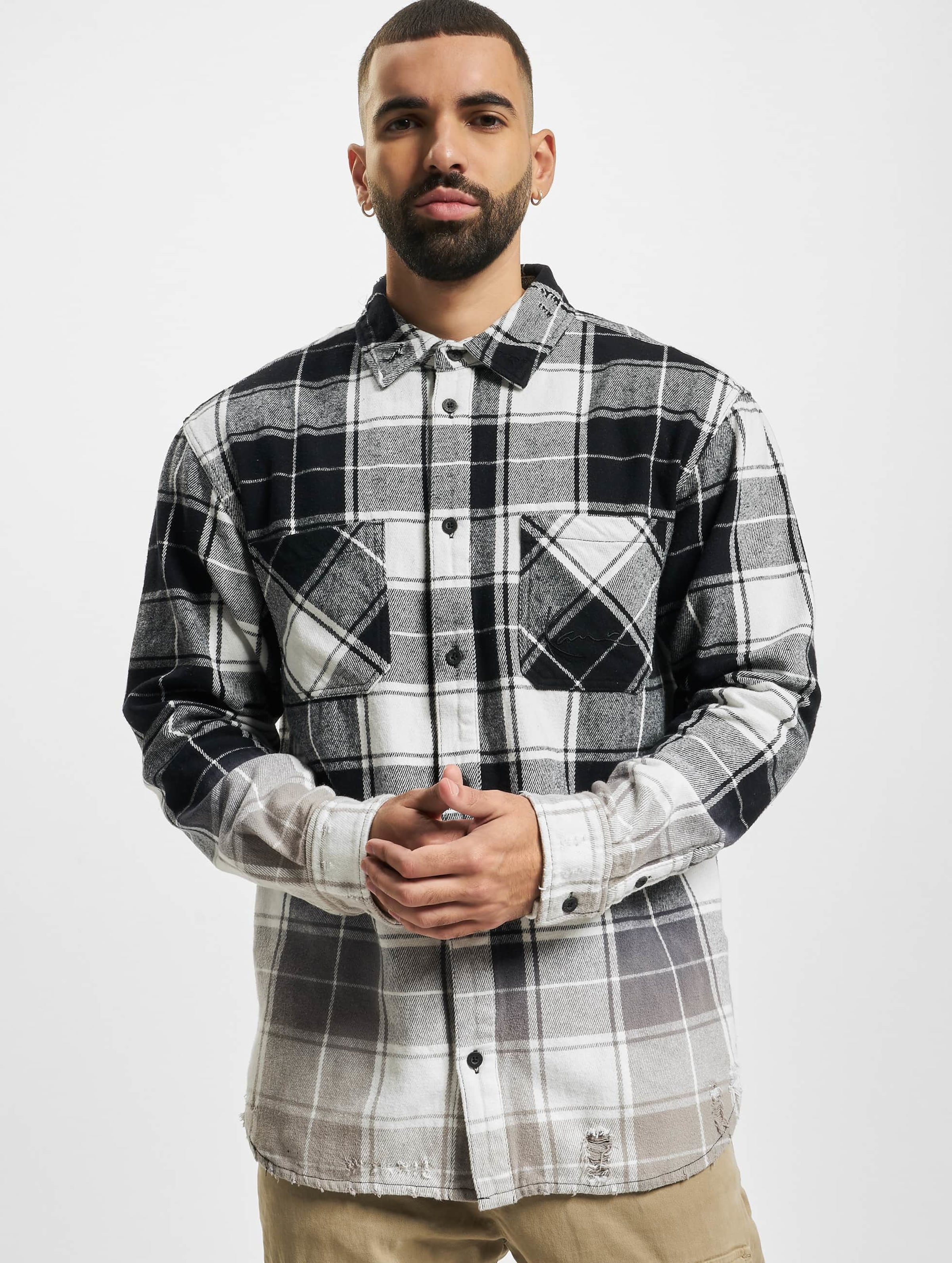 Karl Kani KM223-029-1 Chest Signature Heavy washed Flannel Shirt