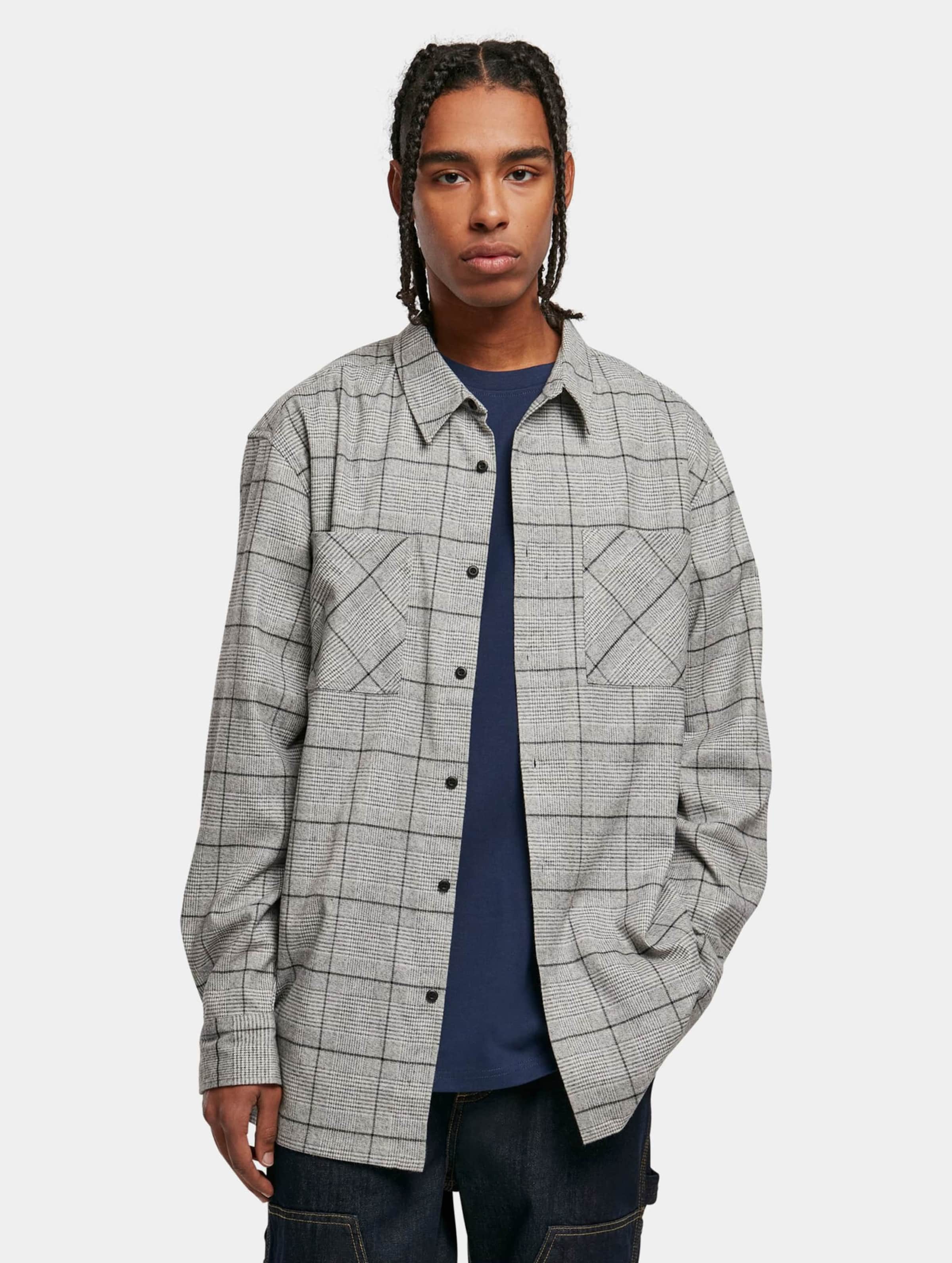 Urban Classics Long Oversized Checked Greyish Shirt