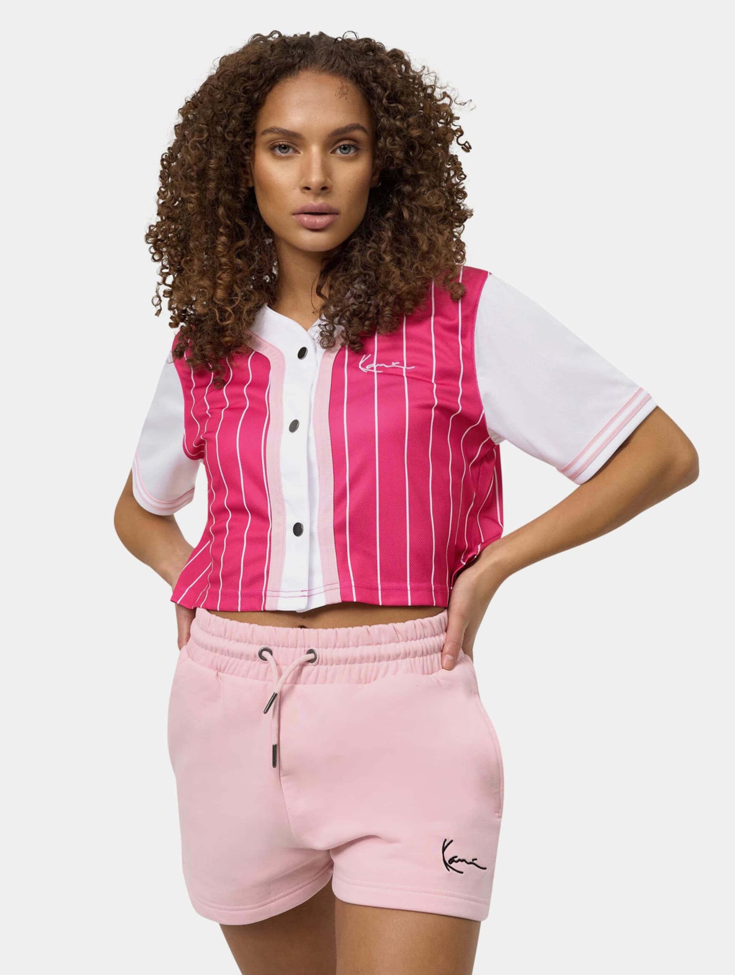 Karl Kani Chest Signature Pinstripe Baseball Shirt