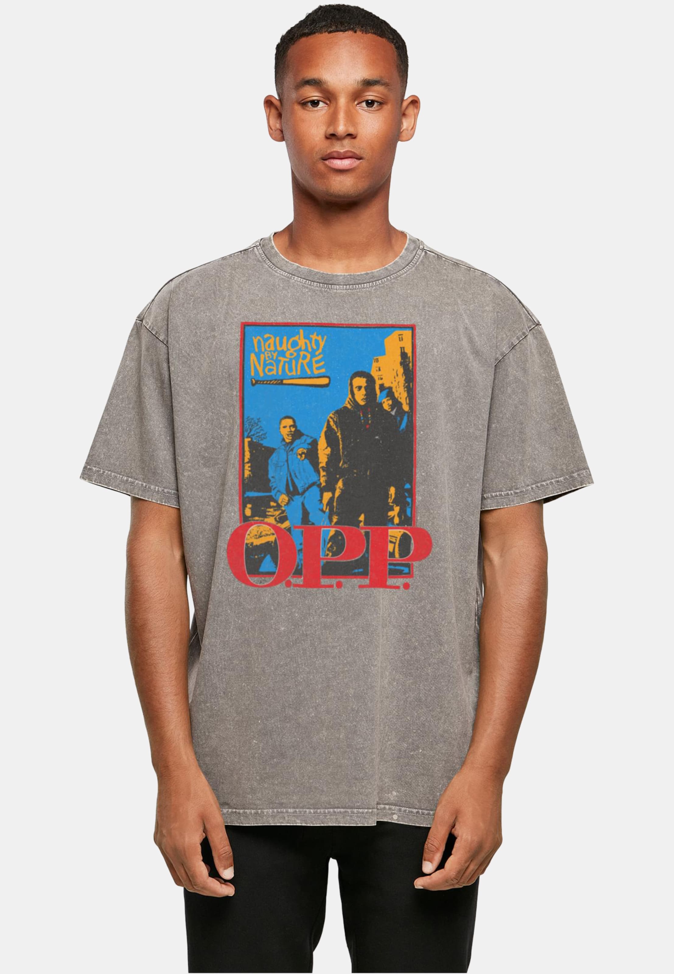Merchcode Naughty By Nature - OPP Vint Acid Washed Heavy Oversized Tee