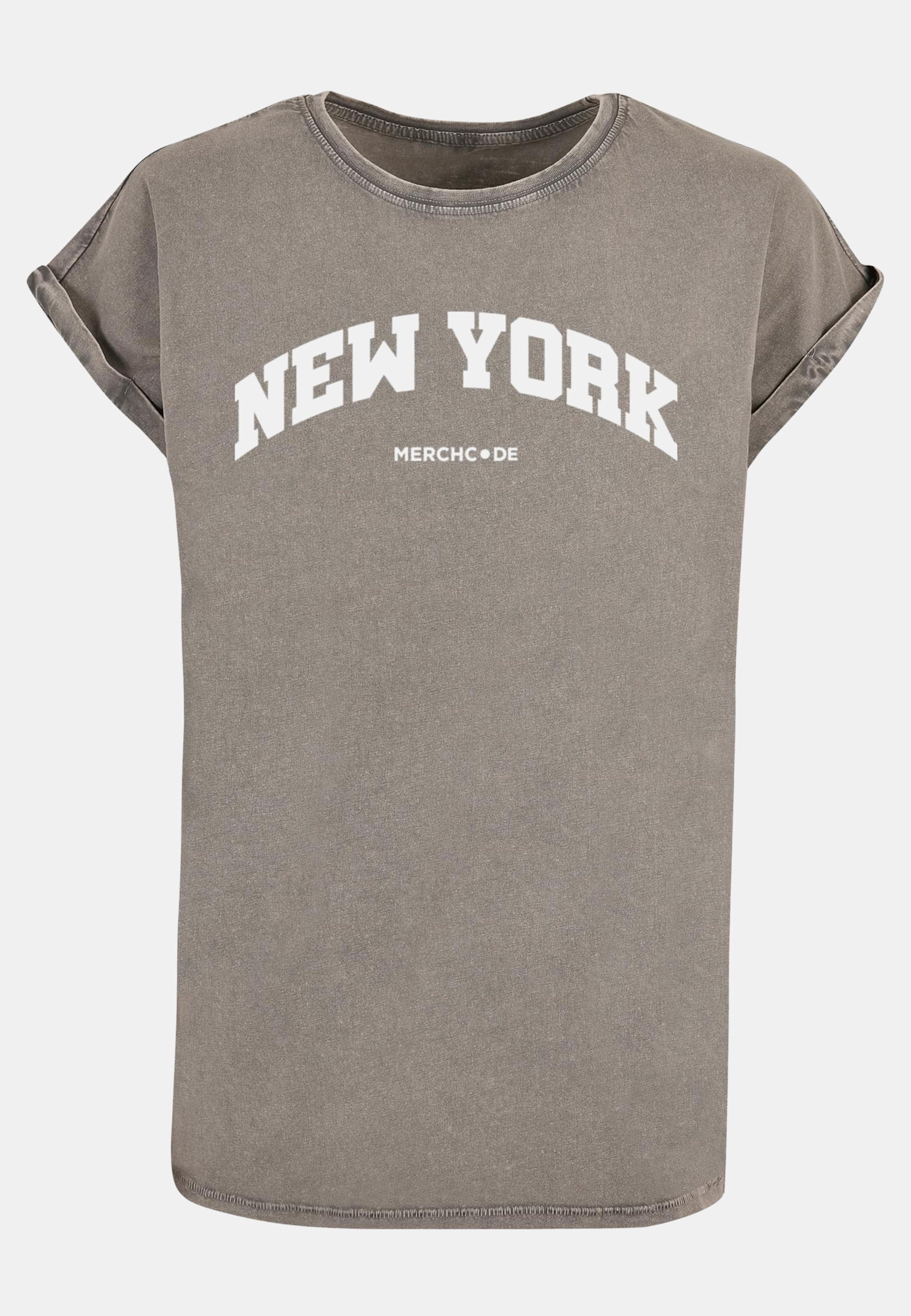 Merchcode Ladies New York Wording - Acid Washed T-Shirt