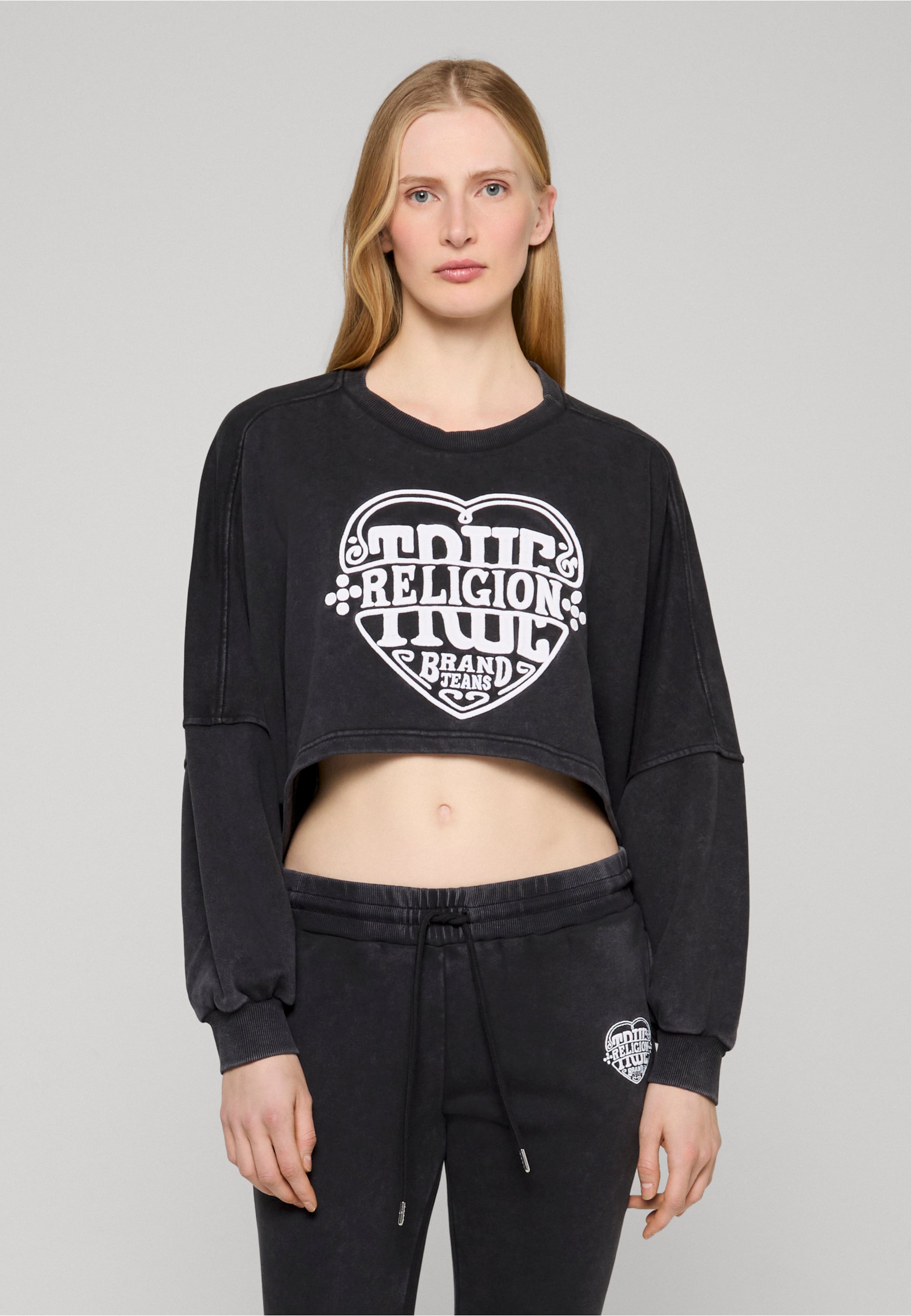 True Religion WASHED EMBROIDERED DOLMAN PULLOVER