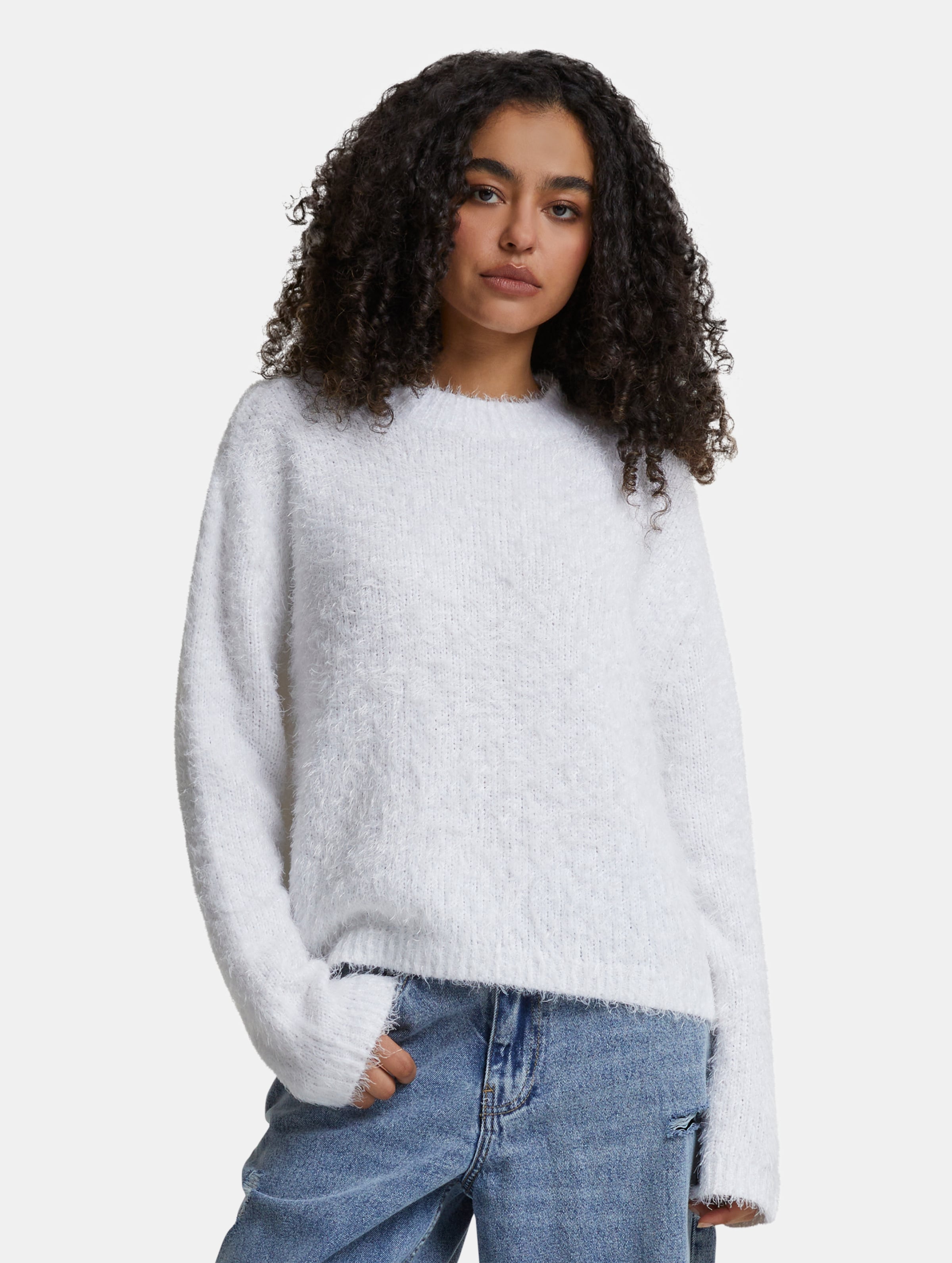 Urban Classics Ladies Feather Mock Neck Pullover