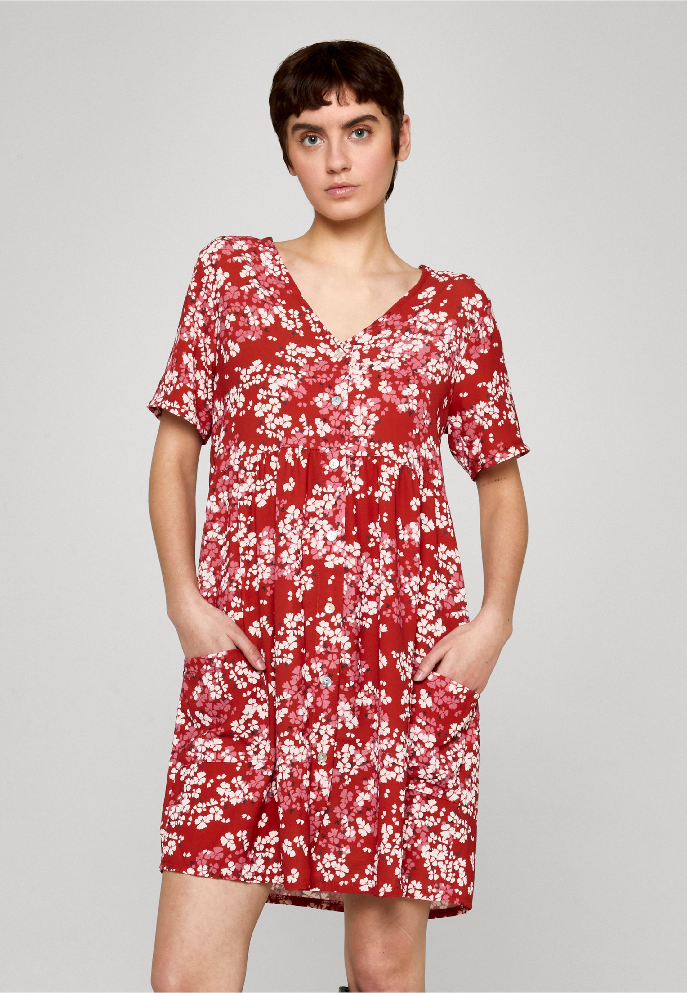 Cloud5ive Kleid Tasche Knopfleiste Blumenprint