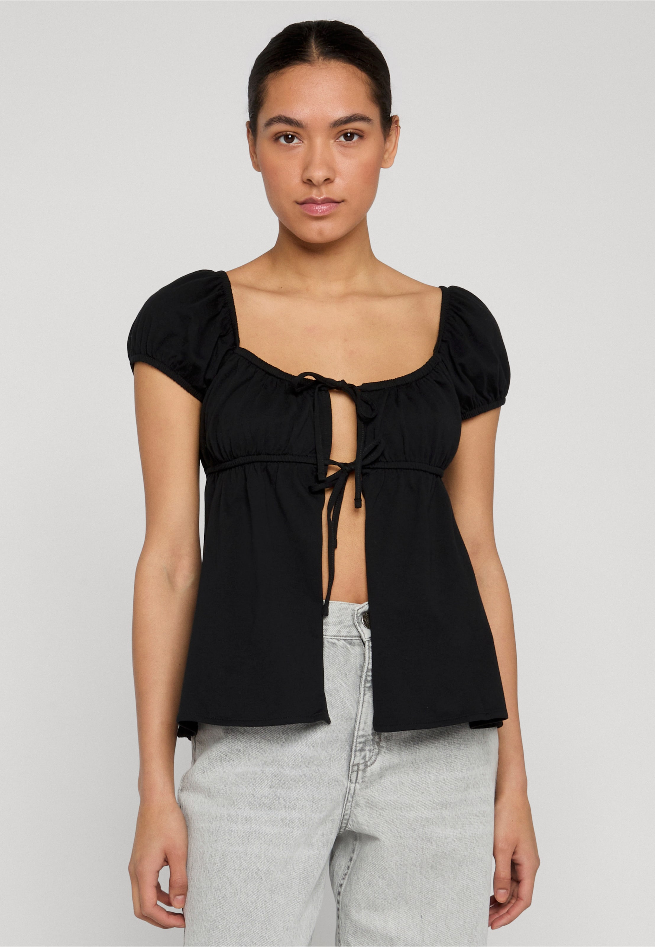 Urban Classics Ladies Ruffled Tee With Bows