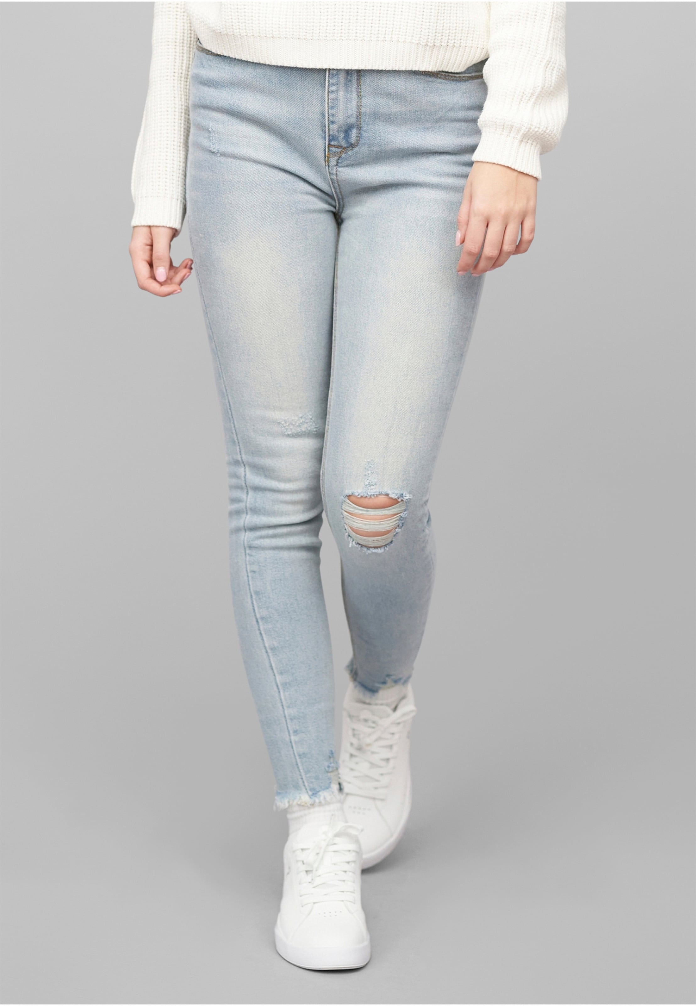 Cloud5ive High-Waist Skinny Jeans Hose mit Destroy Details 5 Pockets