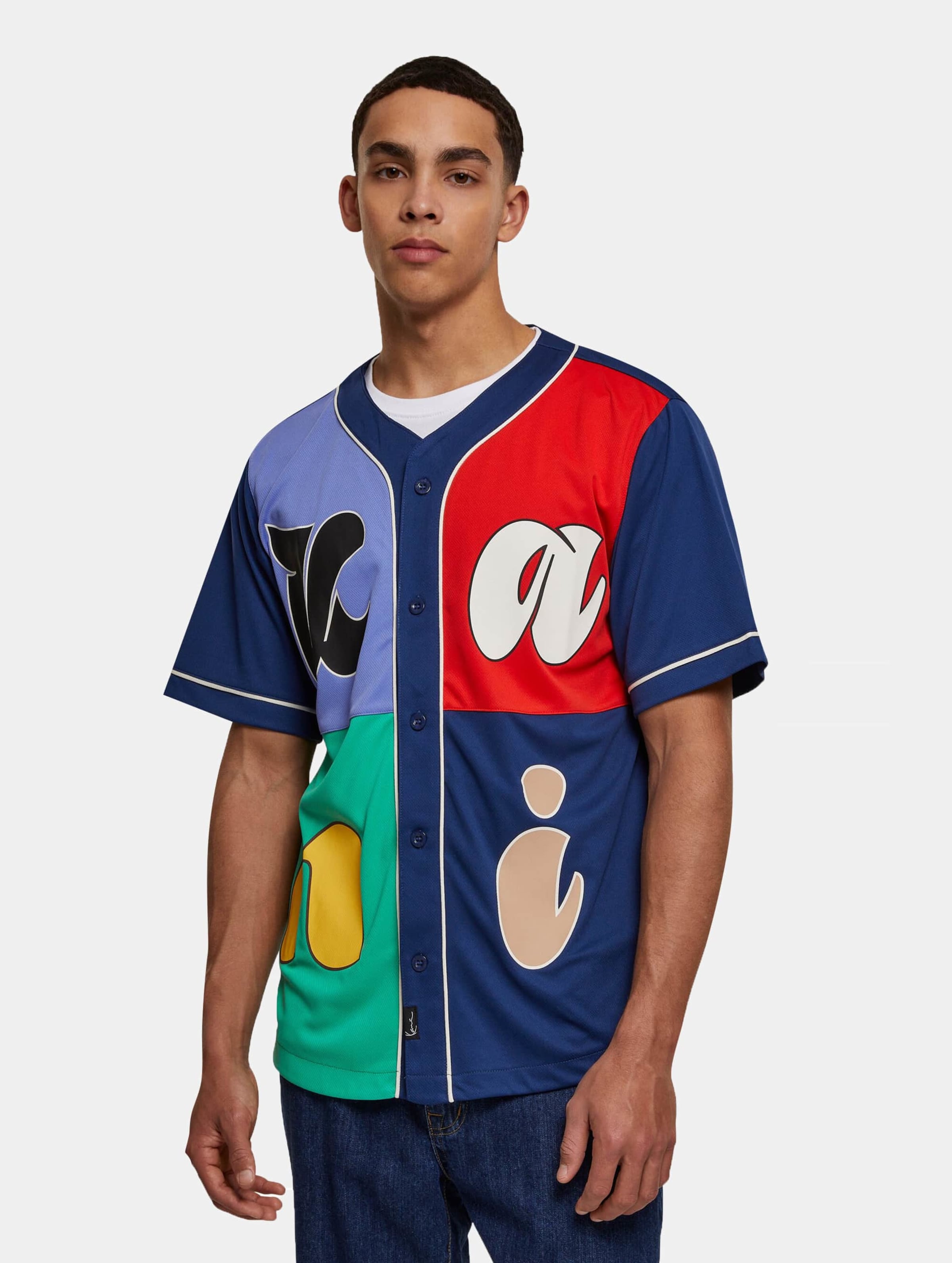 Karl Kani Woven Signature Block Baseball Shirt navy/multicolor