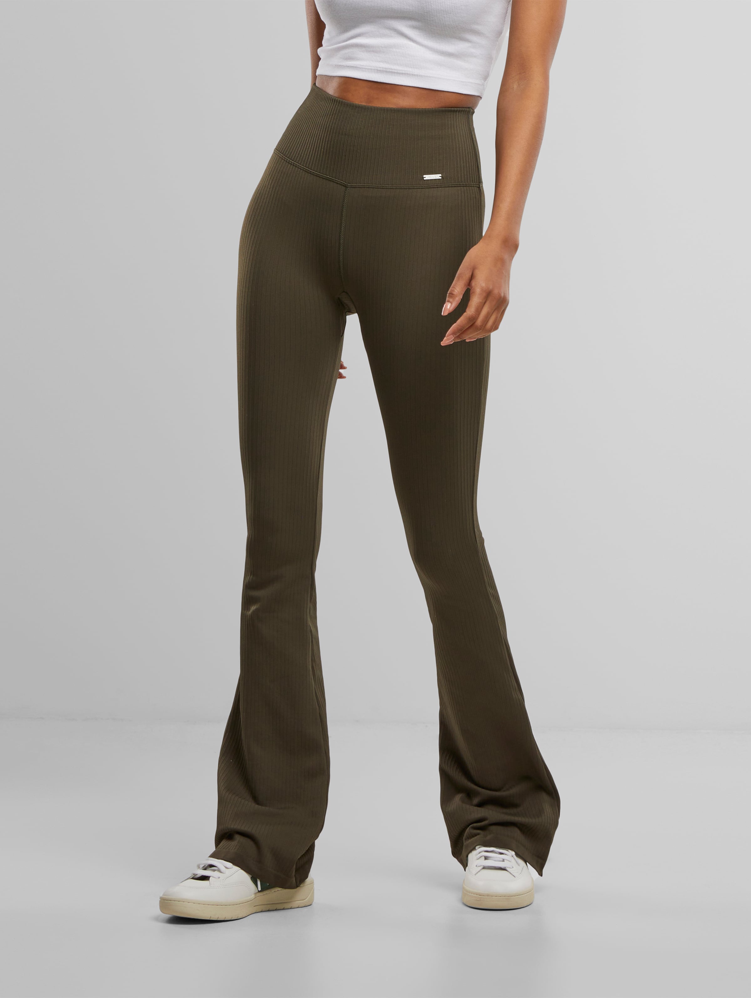 aimn AMN-244-TIG-23080081-067 Ribbed Seamless Flare Tights