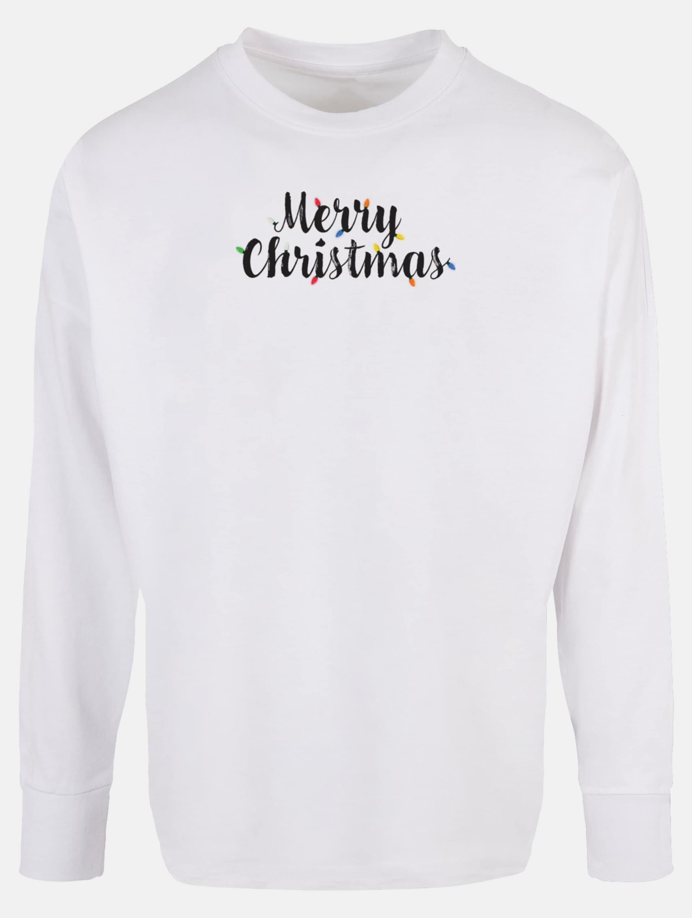 Merchcode POD Merry Christmas Lights Oversized Cut On Sleeve Longsleeve