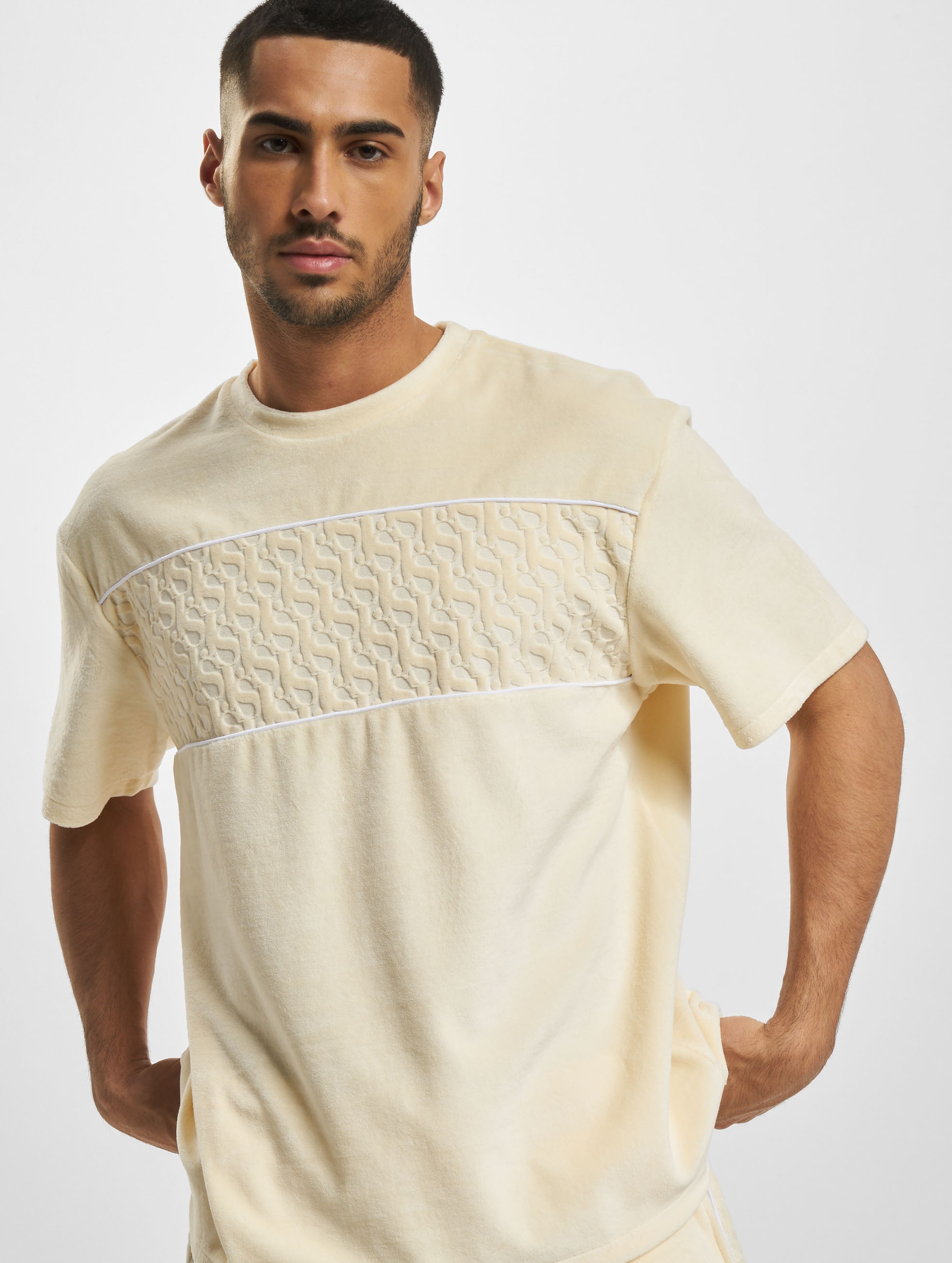 Sean John Monogram Logo Devorée Stripe Velours Tee