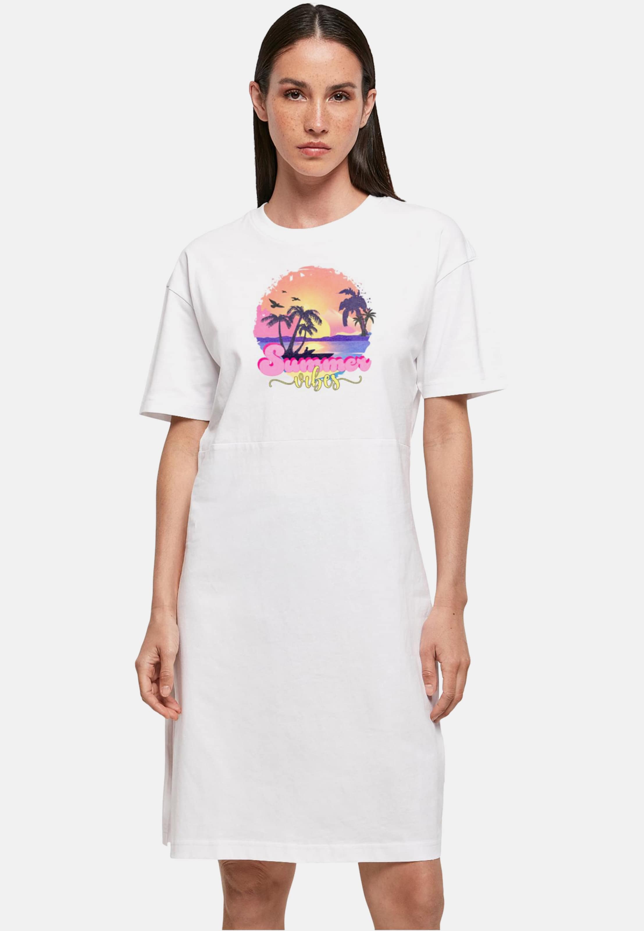 Merchcode POD Ladies Summer Vibes Sunset Oversized Slit Tee Dress