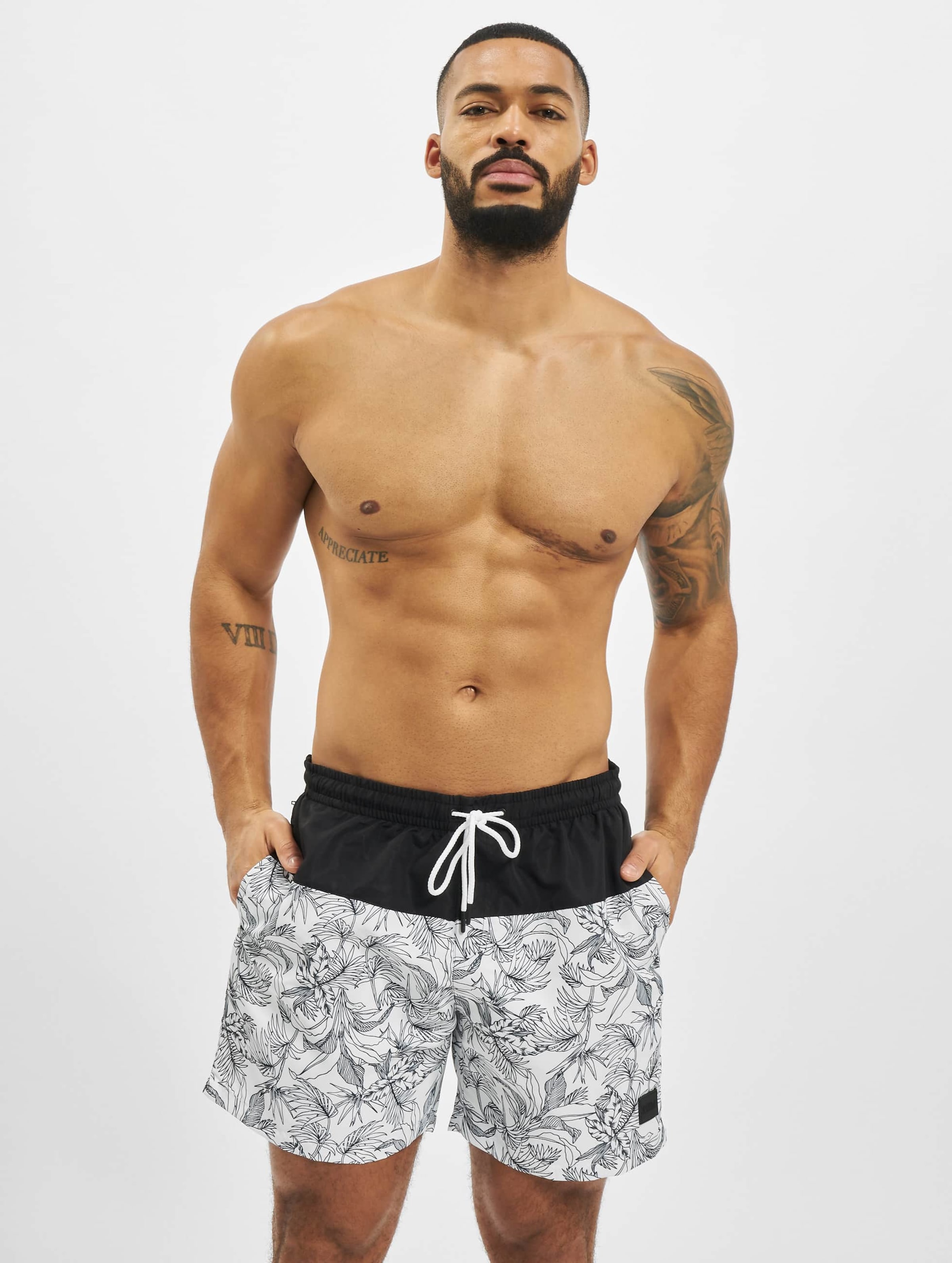 Urban Classics Low Block Pattern Swim Short