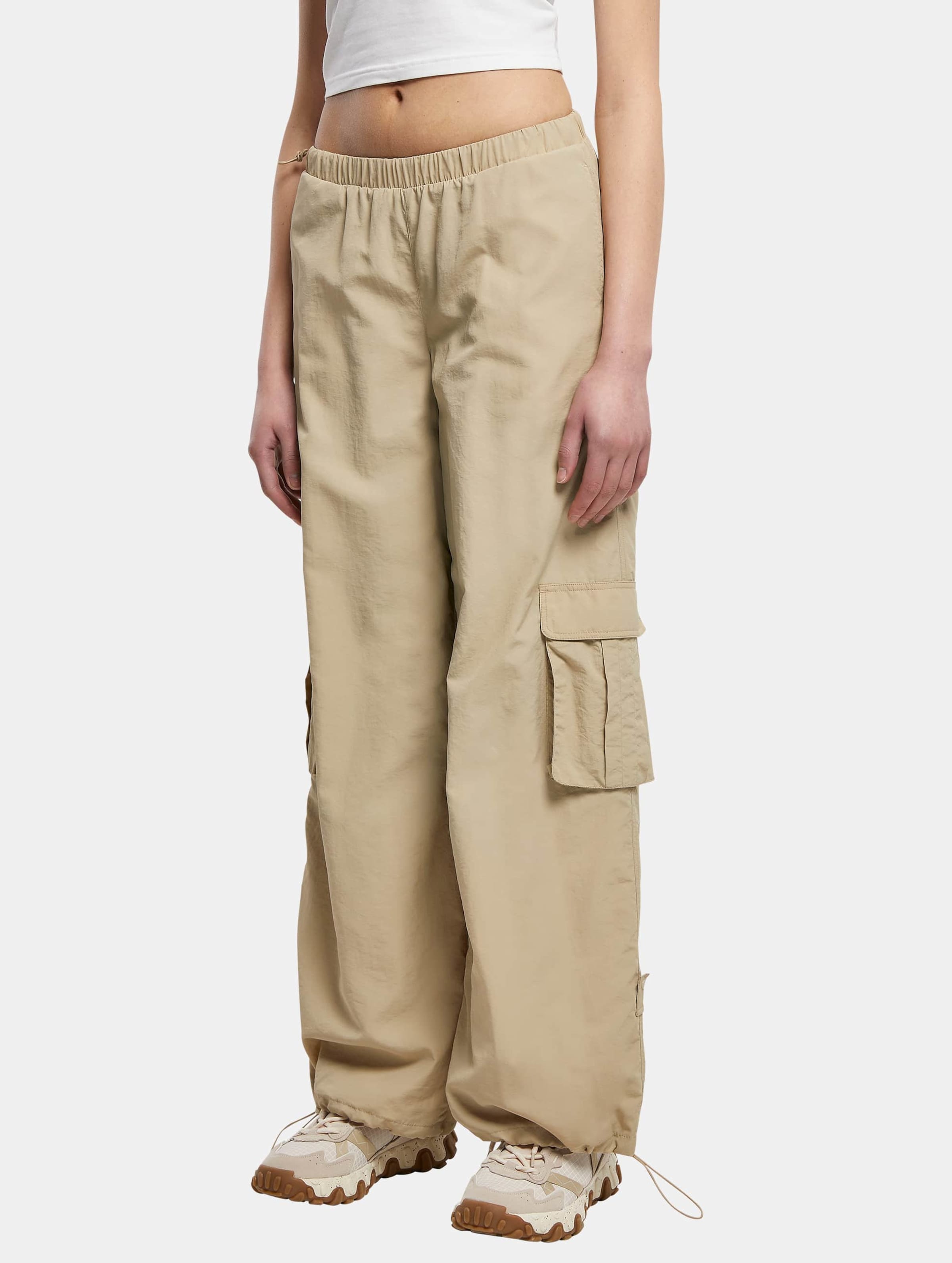 Urban Classics Ladies Wide Crinkle Nylon Cargo Pants