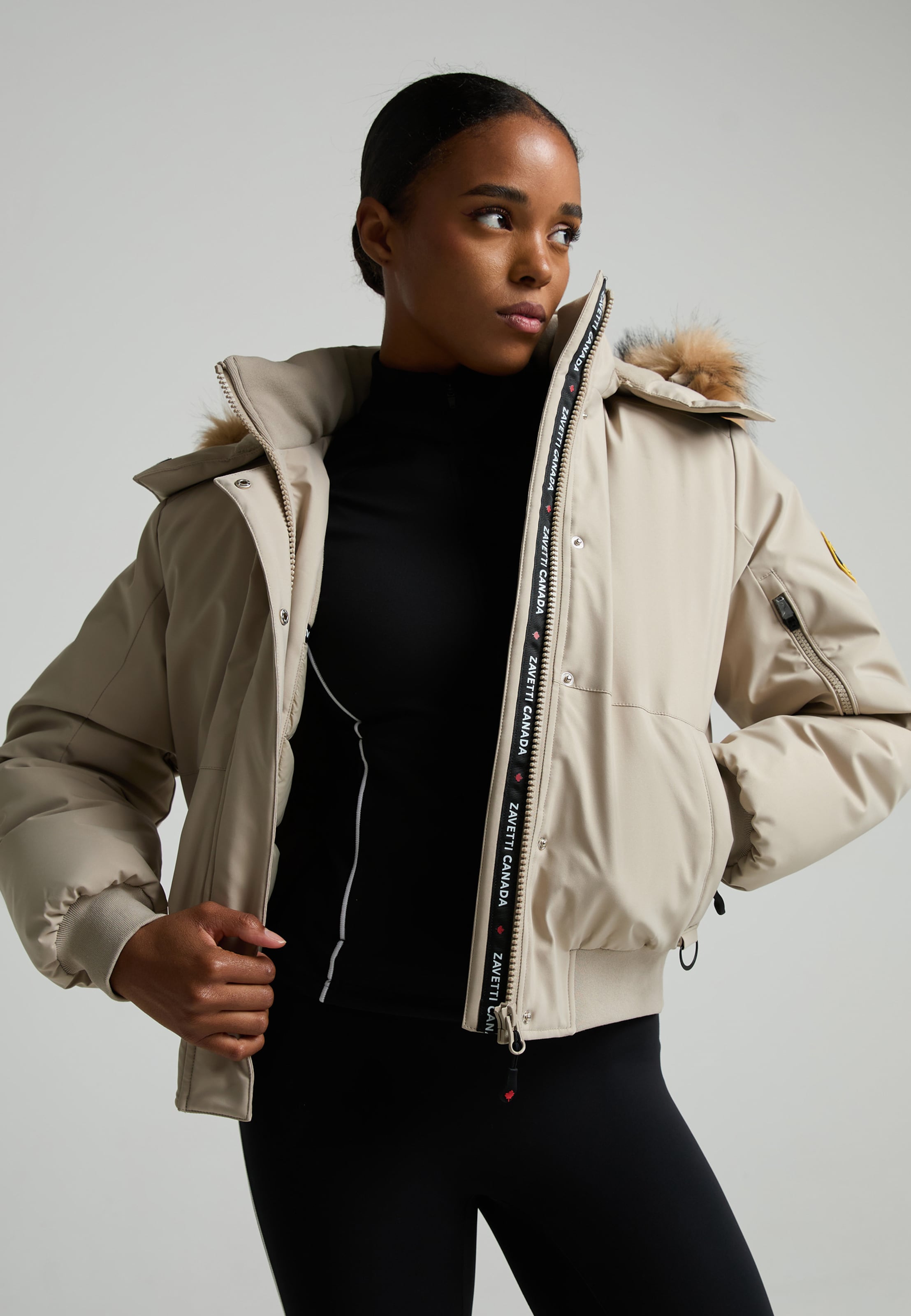 Zavetti Canada W OLIVIA HOODED BOMBER JACKET