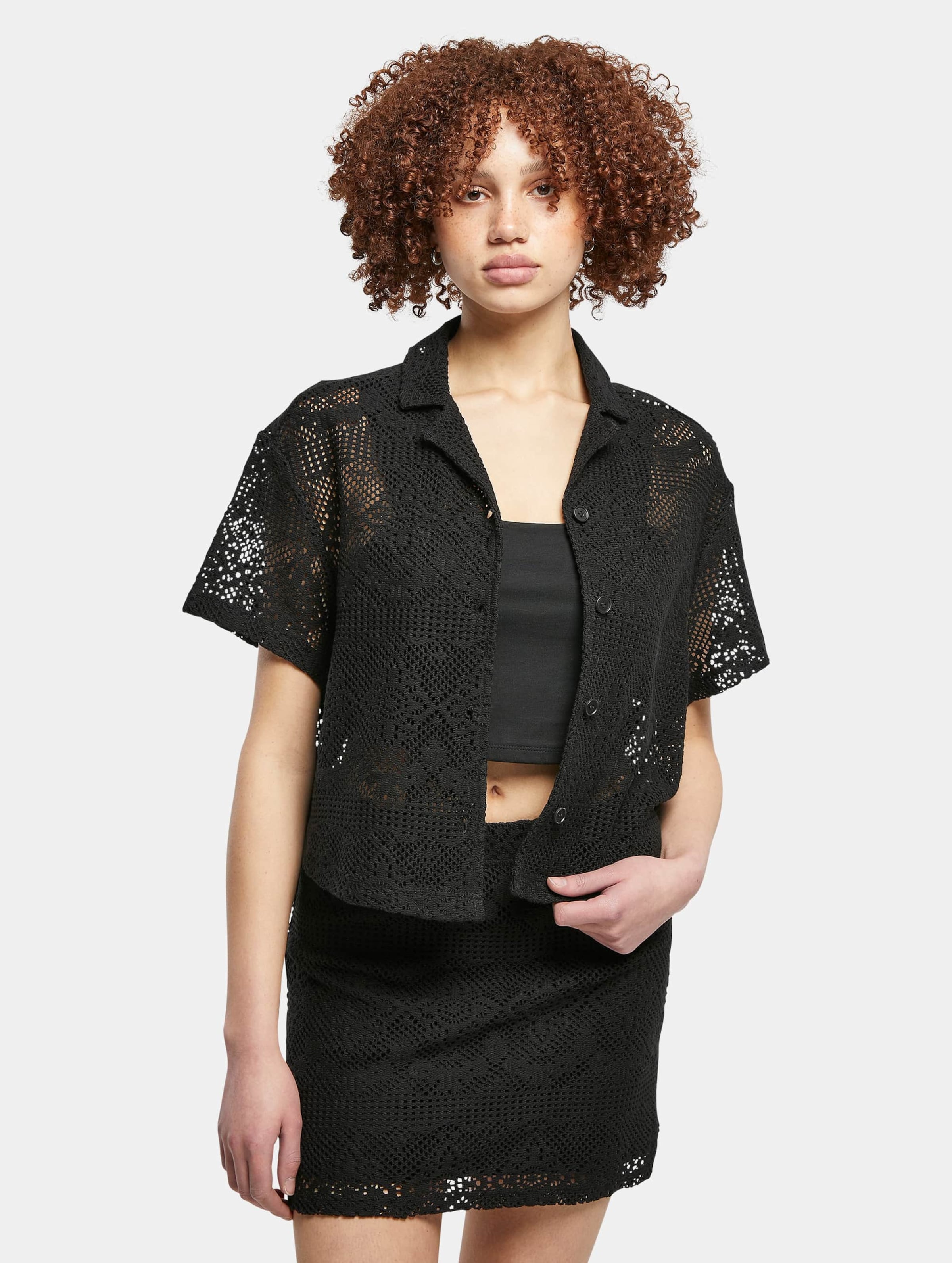 Urban Classics Ladies Crochet Lace Resort Shirt