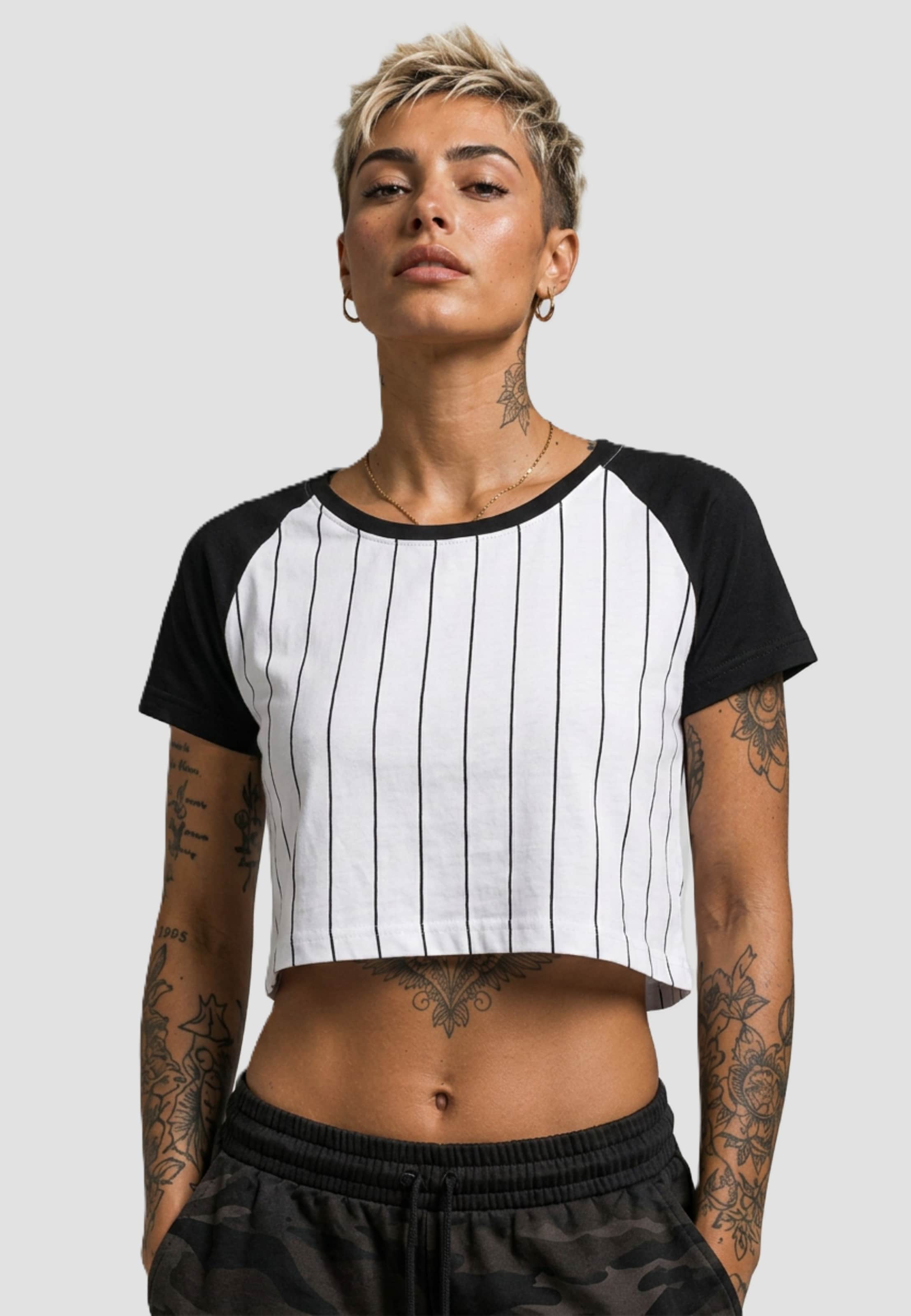 Urban Classics Ladies Cropped Baseball Tee