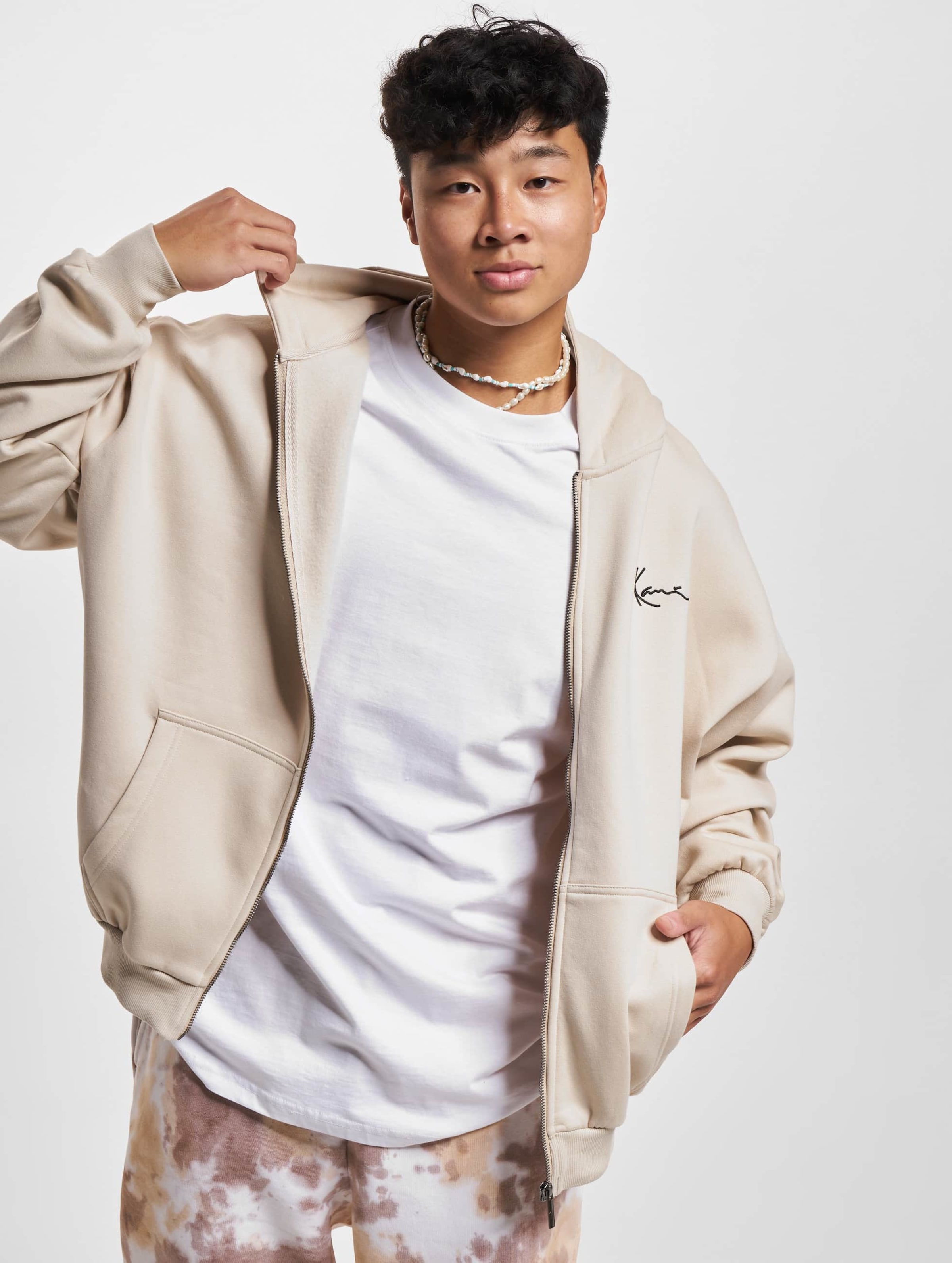 Karl Kani KM-ZH011-023-18 KK Chest Signature Essential Zip Hoodie light sand