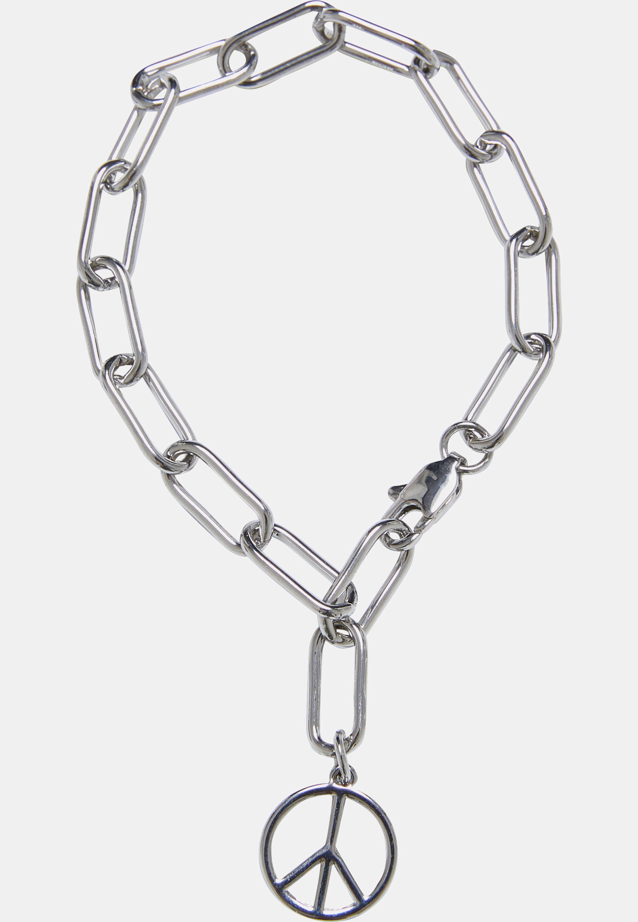 Urban Classics Y Chain Peace Pendant Necklace And Bracelet