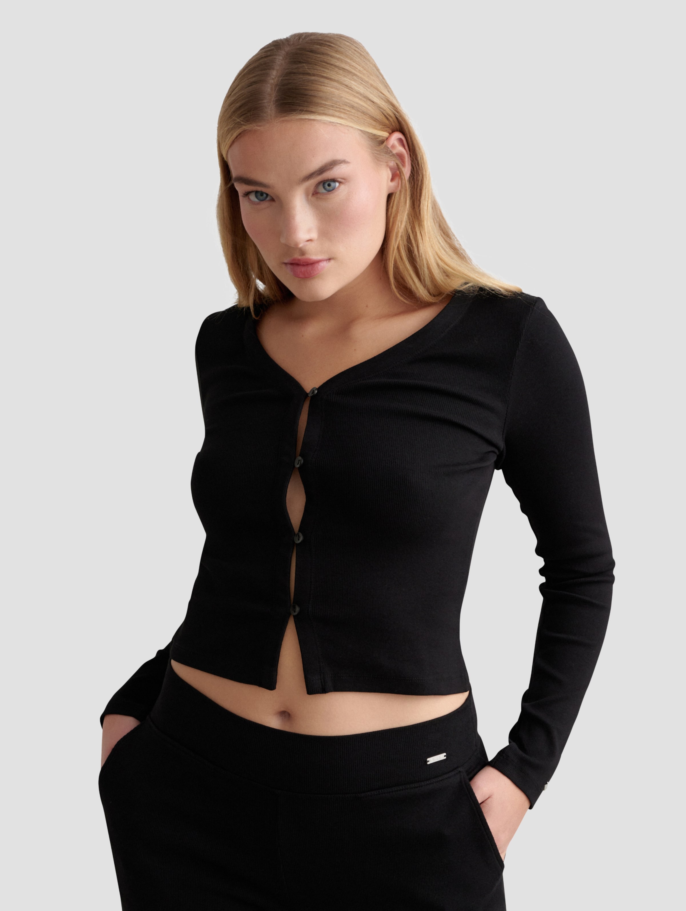 AIMN Ease Ribbed Cardigan
