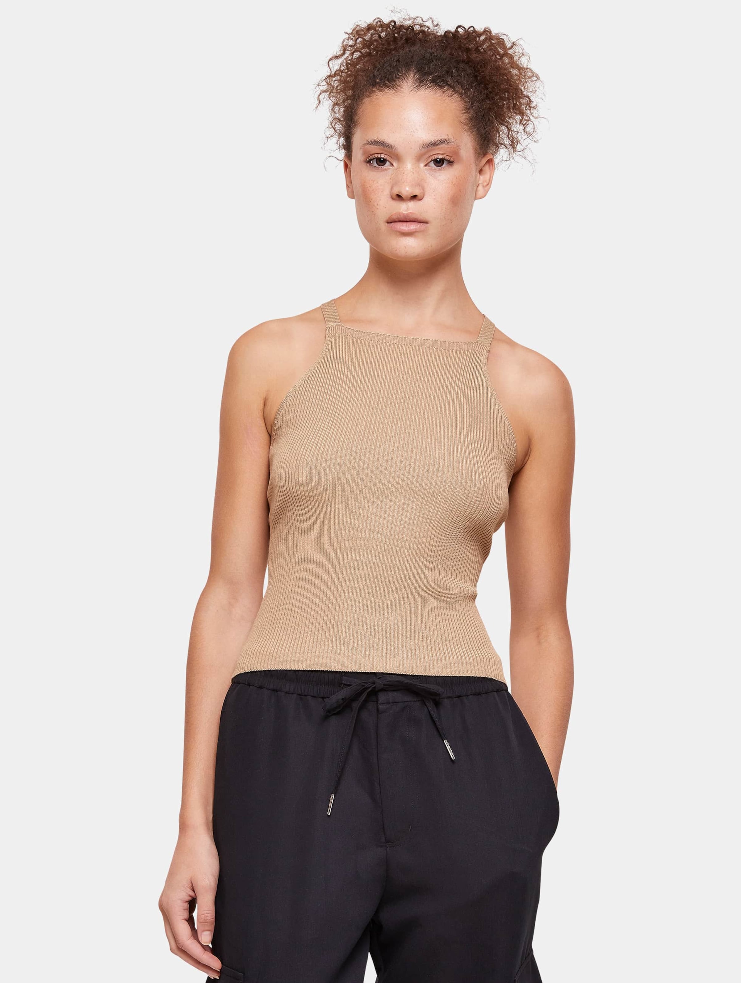 Urban Classics Ladies Rib Knit Crossed Back Top