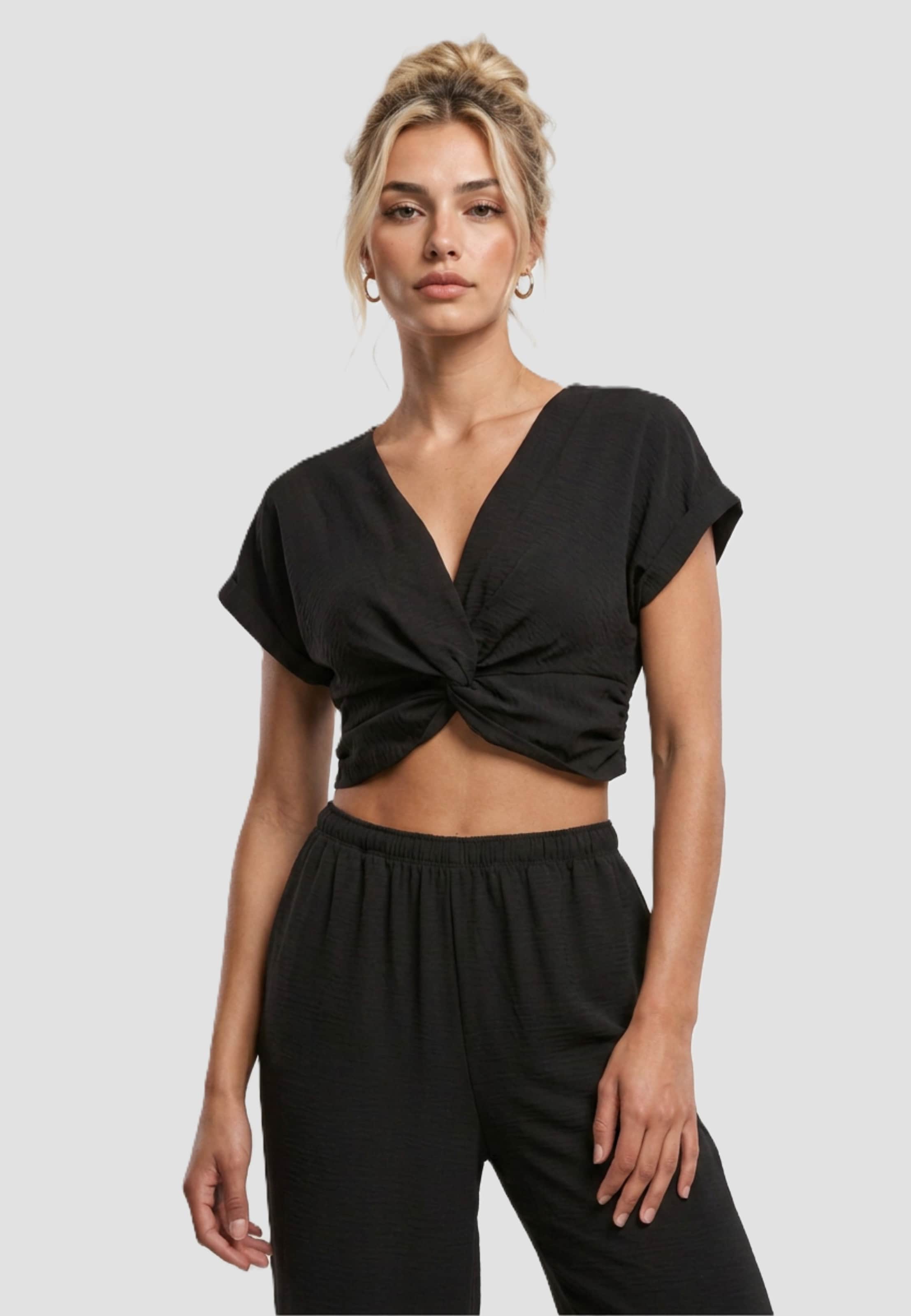 Urban Classics Ladies Knotted V-Neck Top
