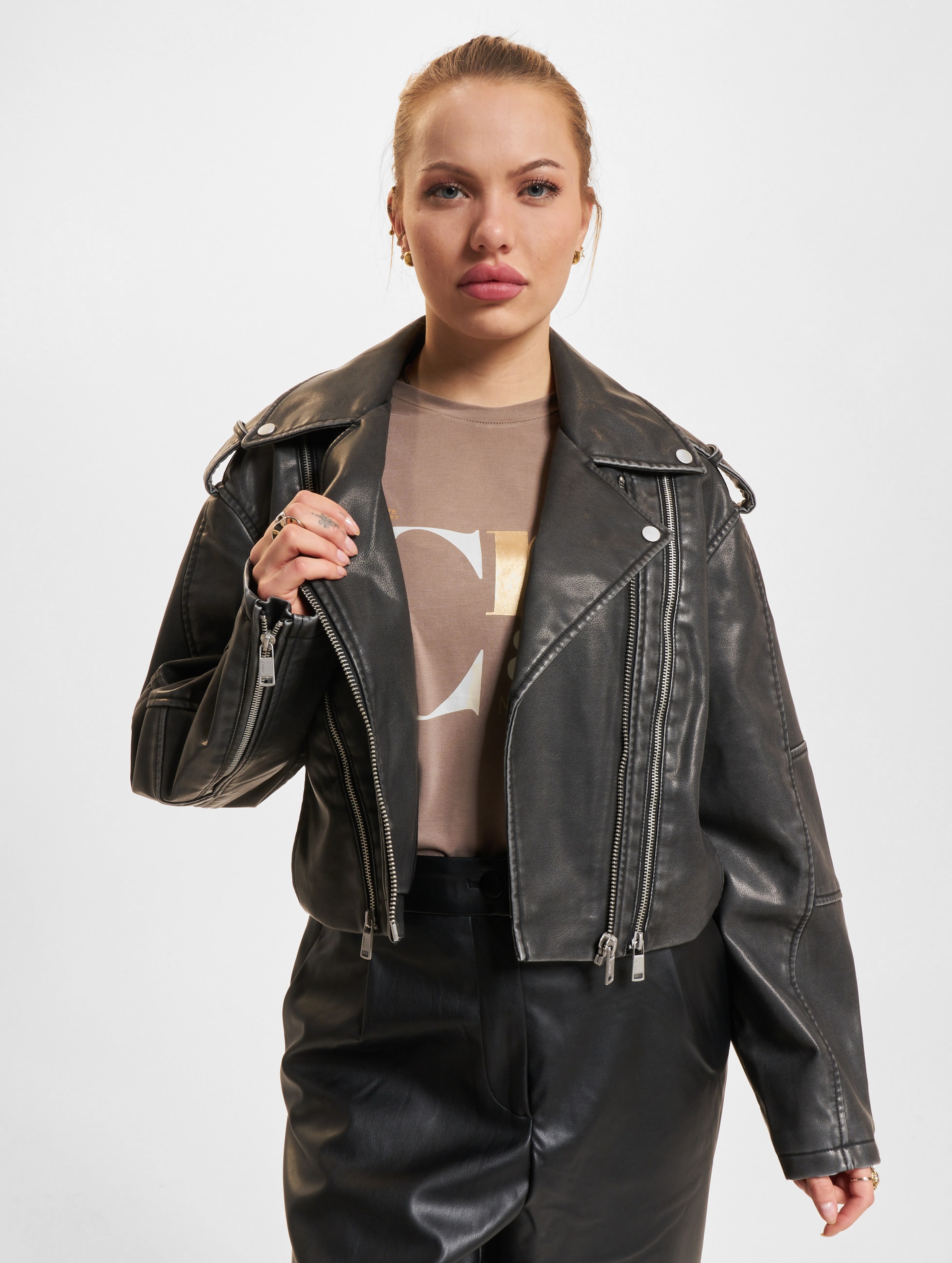 Only Casey Faux Leather Washed Lederjacke