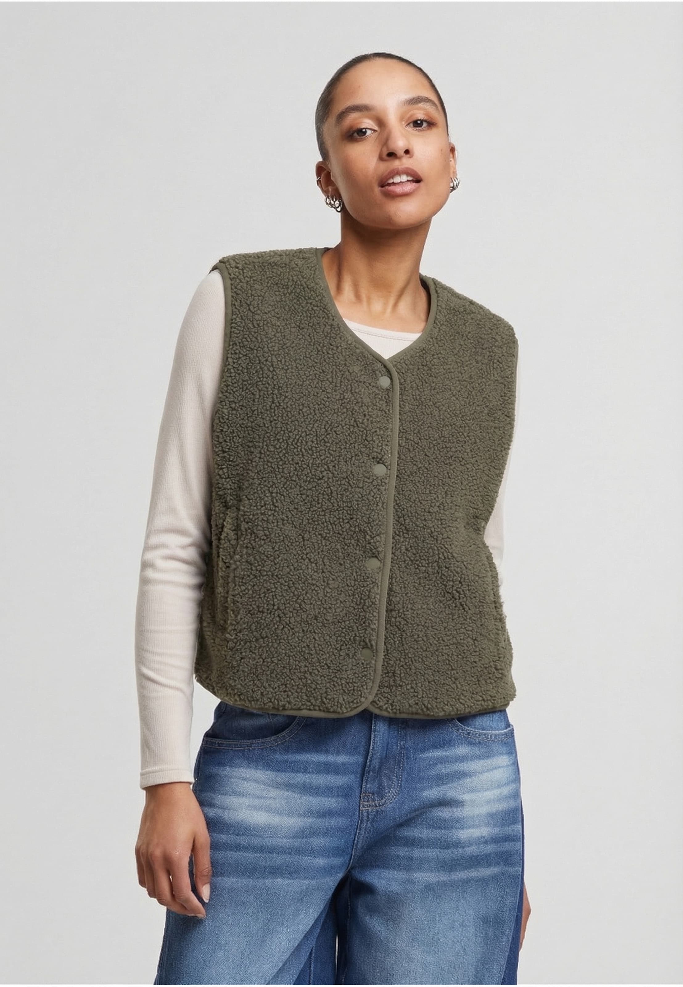 Urban Classics Ladies Buttoned Teddy Vest