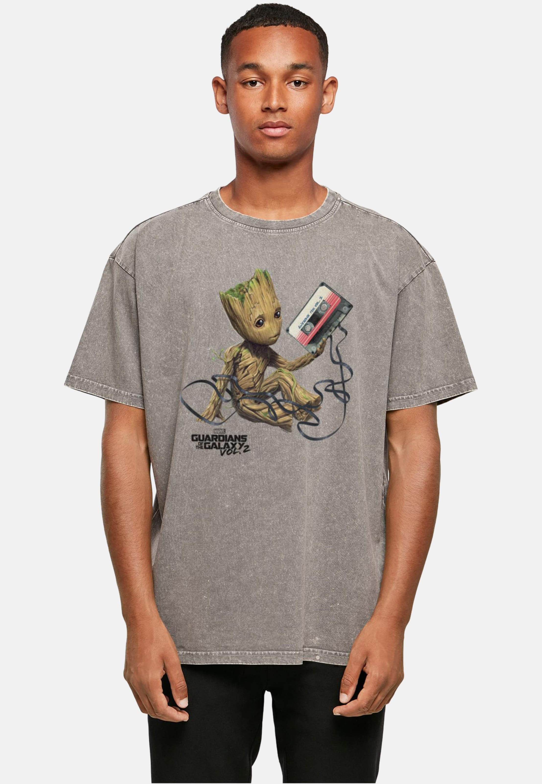 Absolute Cult Guardians Of The Galaxy Vol2 - Groot Tape Acid Washed Oversized Tee
