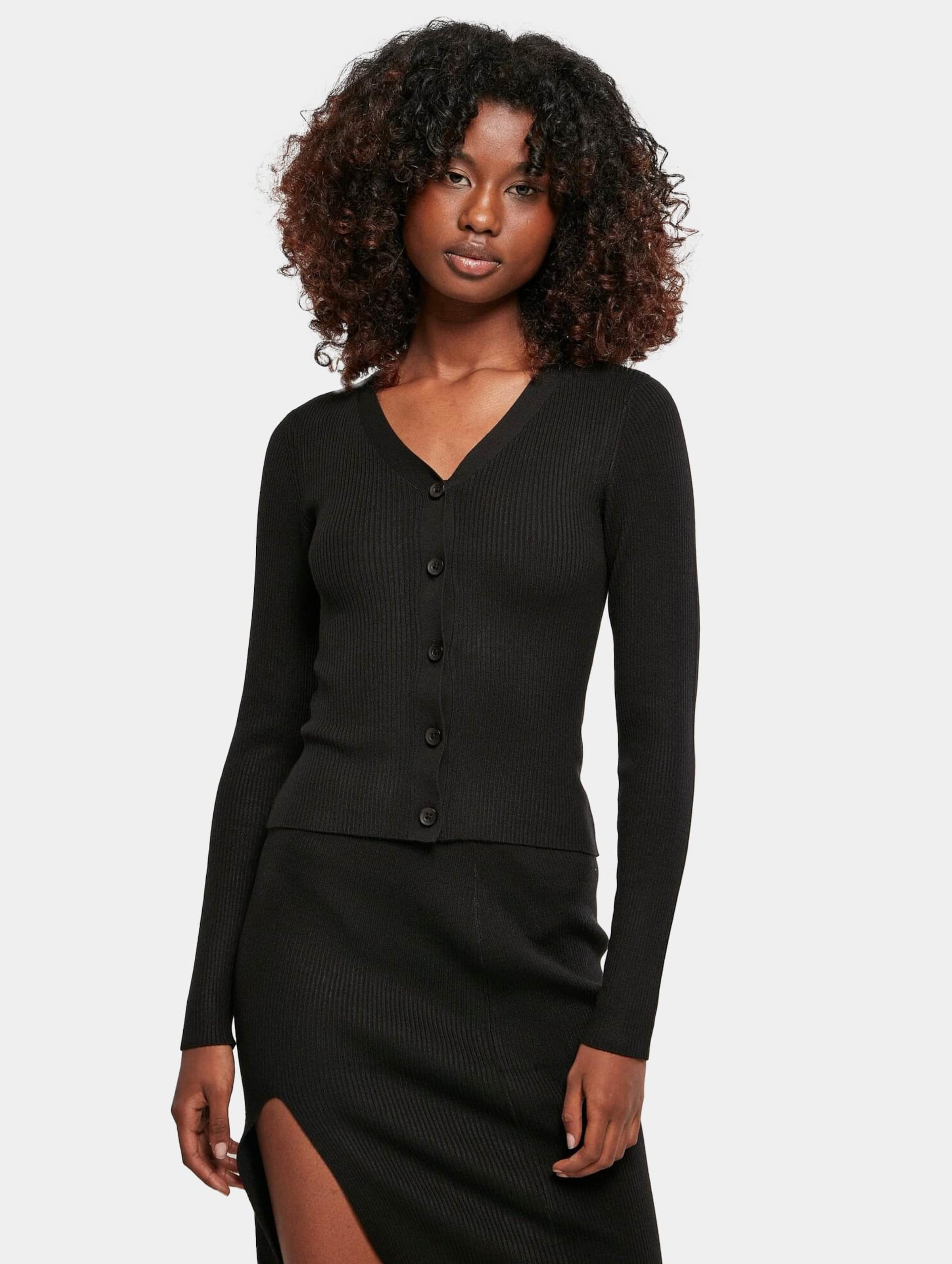Urban Classics Ladies Short Rib Knit Cardigan