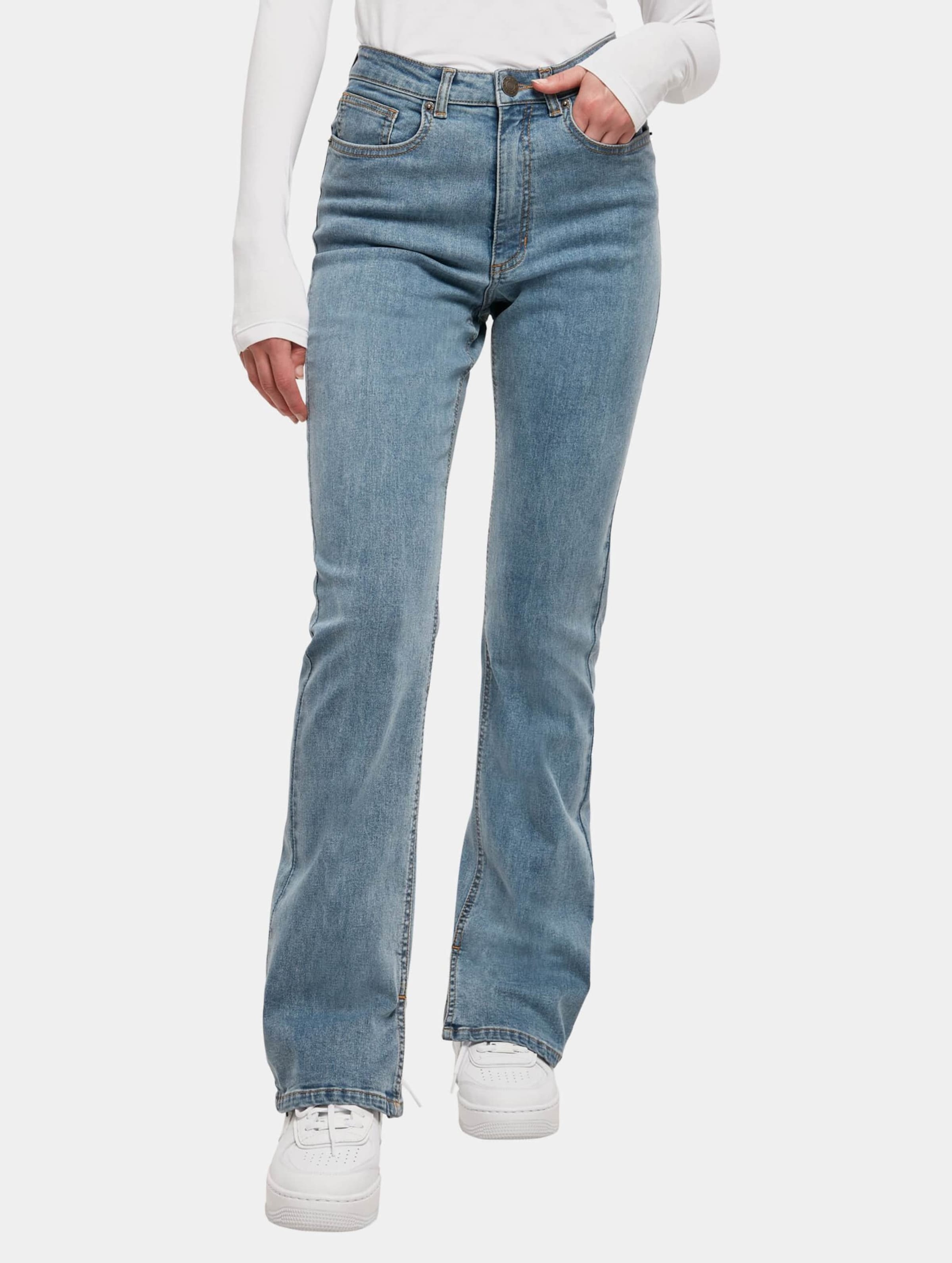 Urban Classics Ladies Highwaist Straight Slit Denim Pants