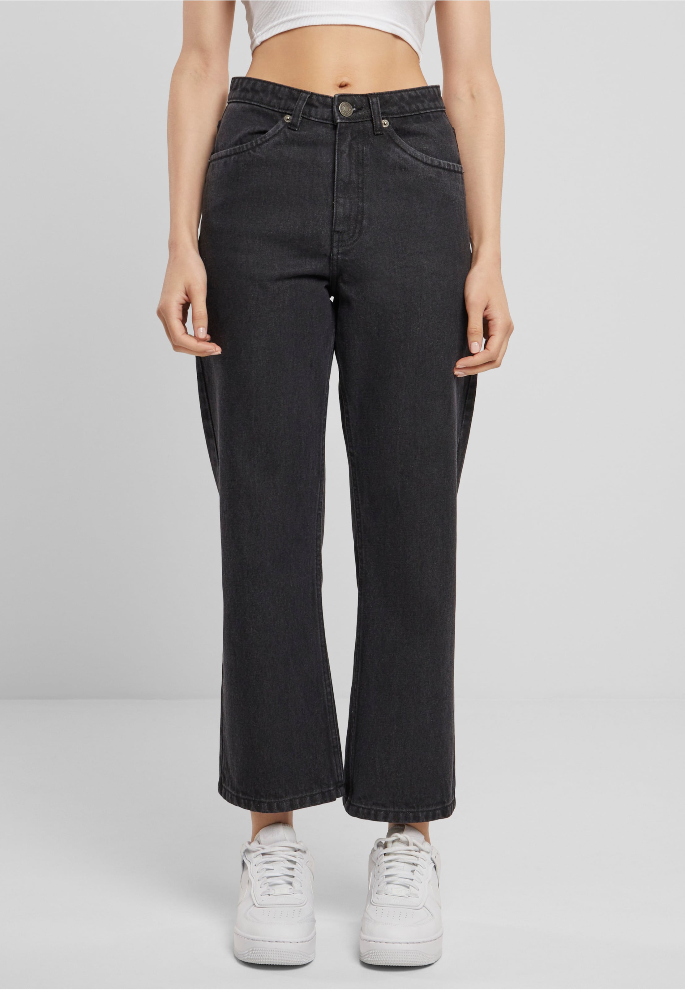 Urban Classics Ladies Cropped Straight Leg Denim Pants