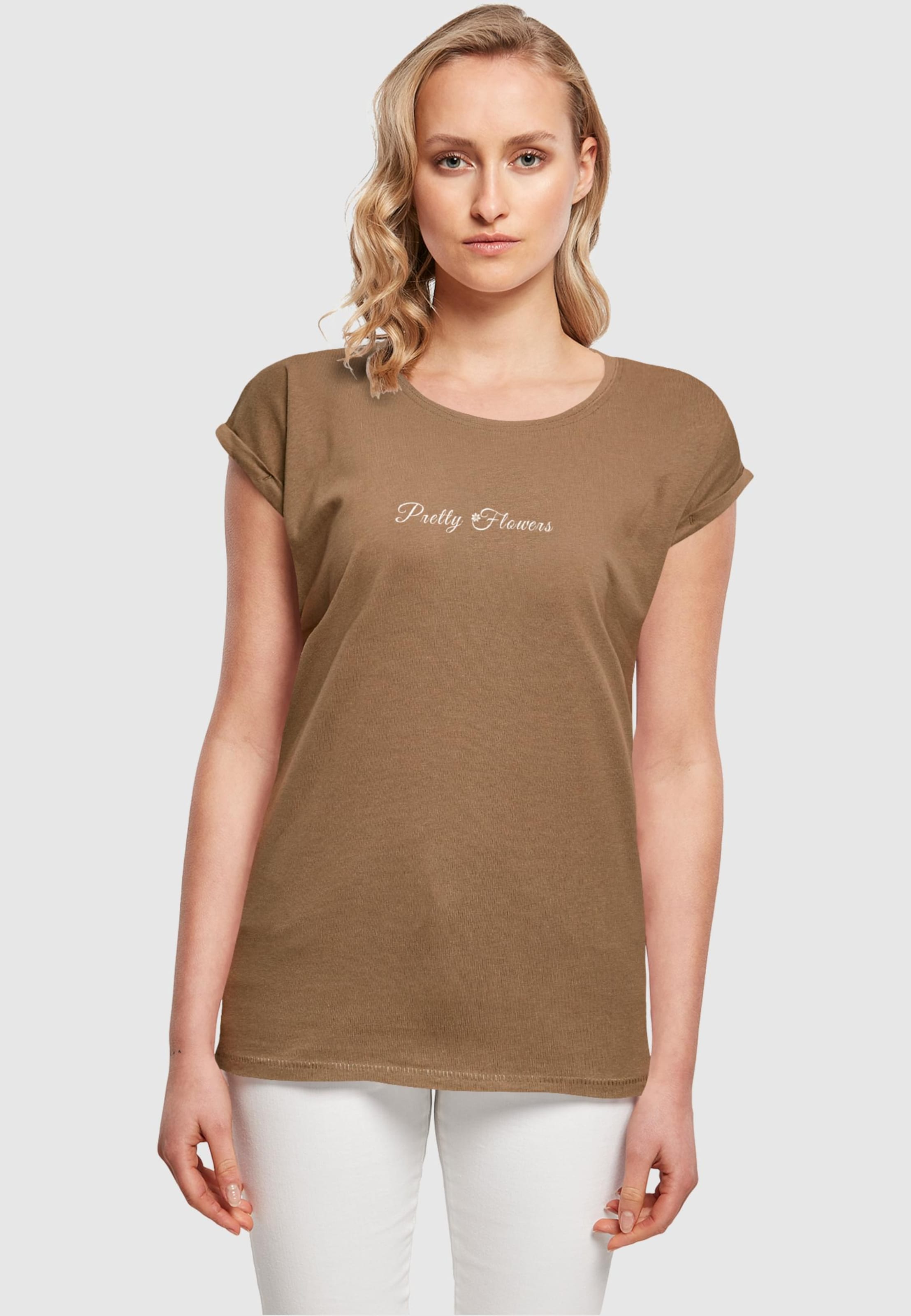 Merchcode Ladies Pretty Flowers - Extended Shoulder Tee