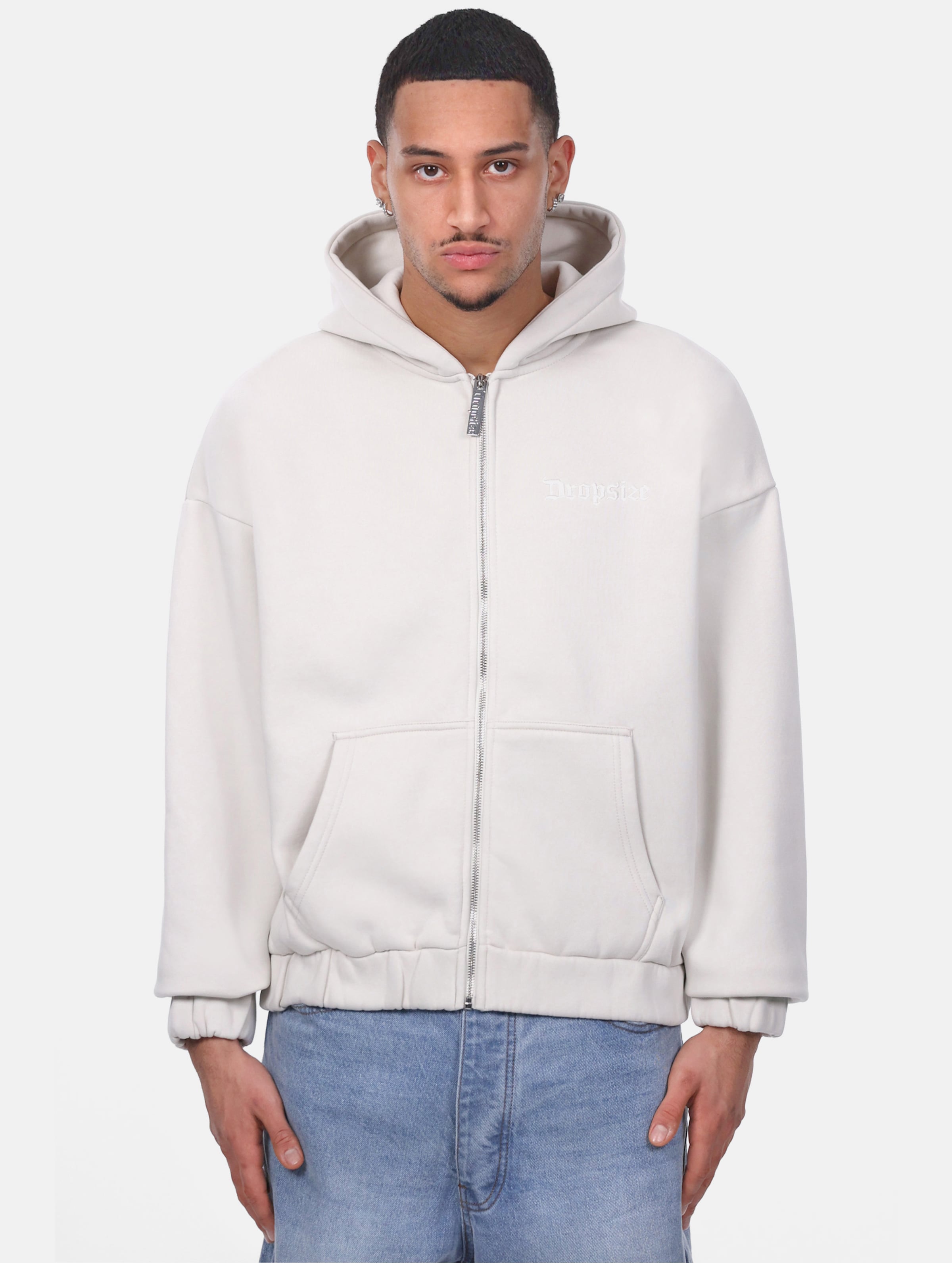Dropsize HEAVY OVERSIZE EMBO ZIPPER HOODIE