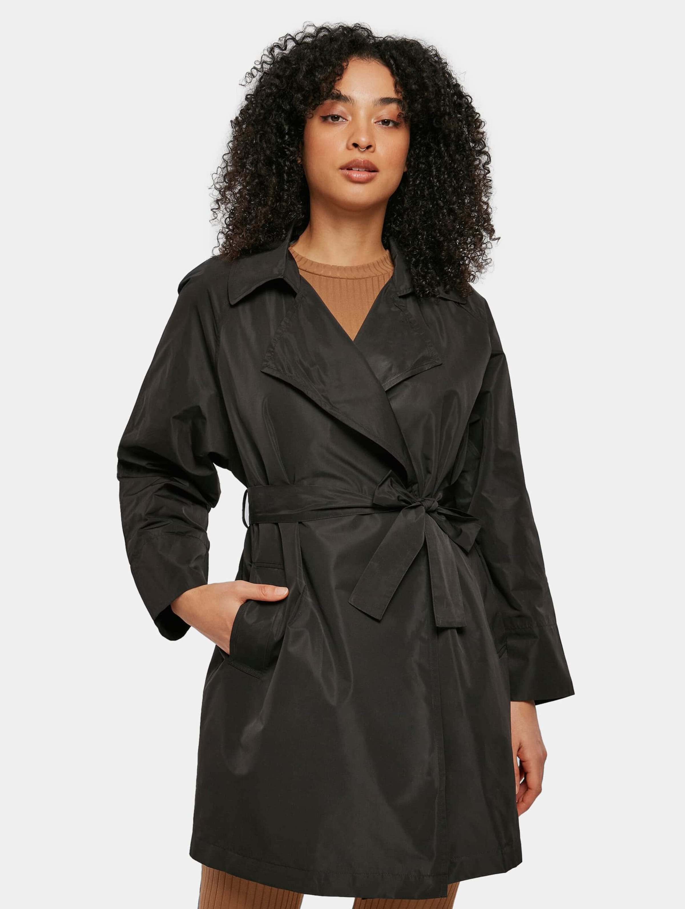 Urban Classics Ladies Crinkle Nylon Minimal Trench Coat