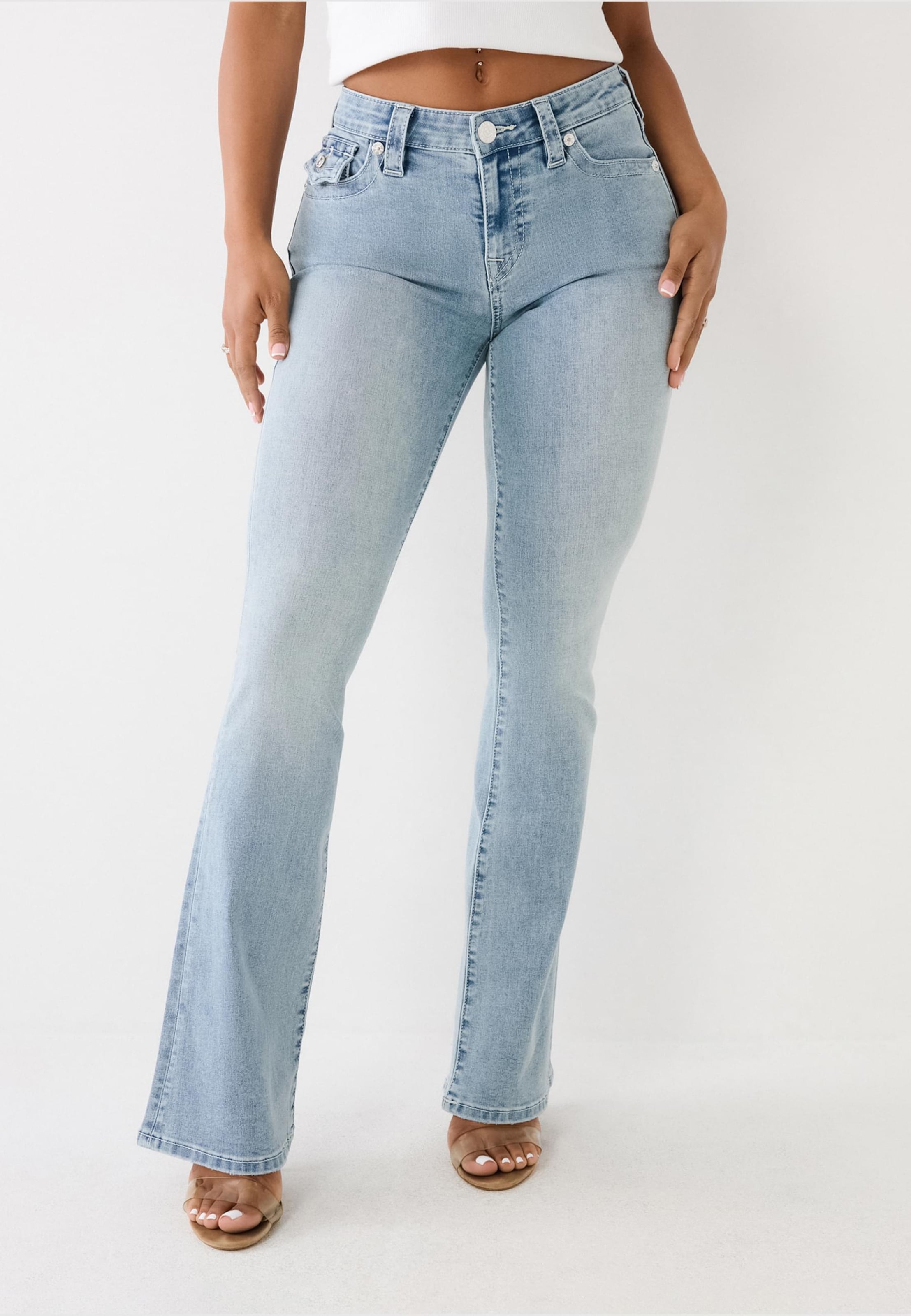 True Religion BECCA MID RISE BOOTCUT FLAP
