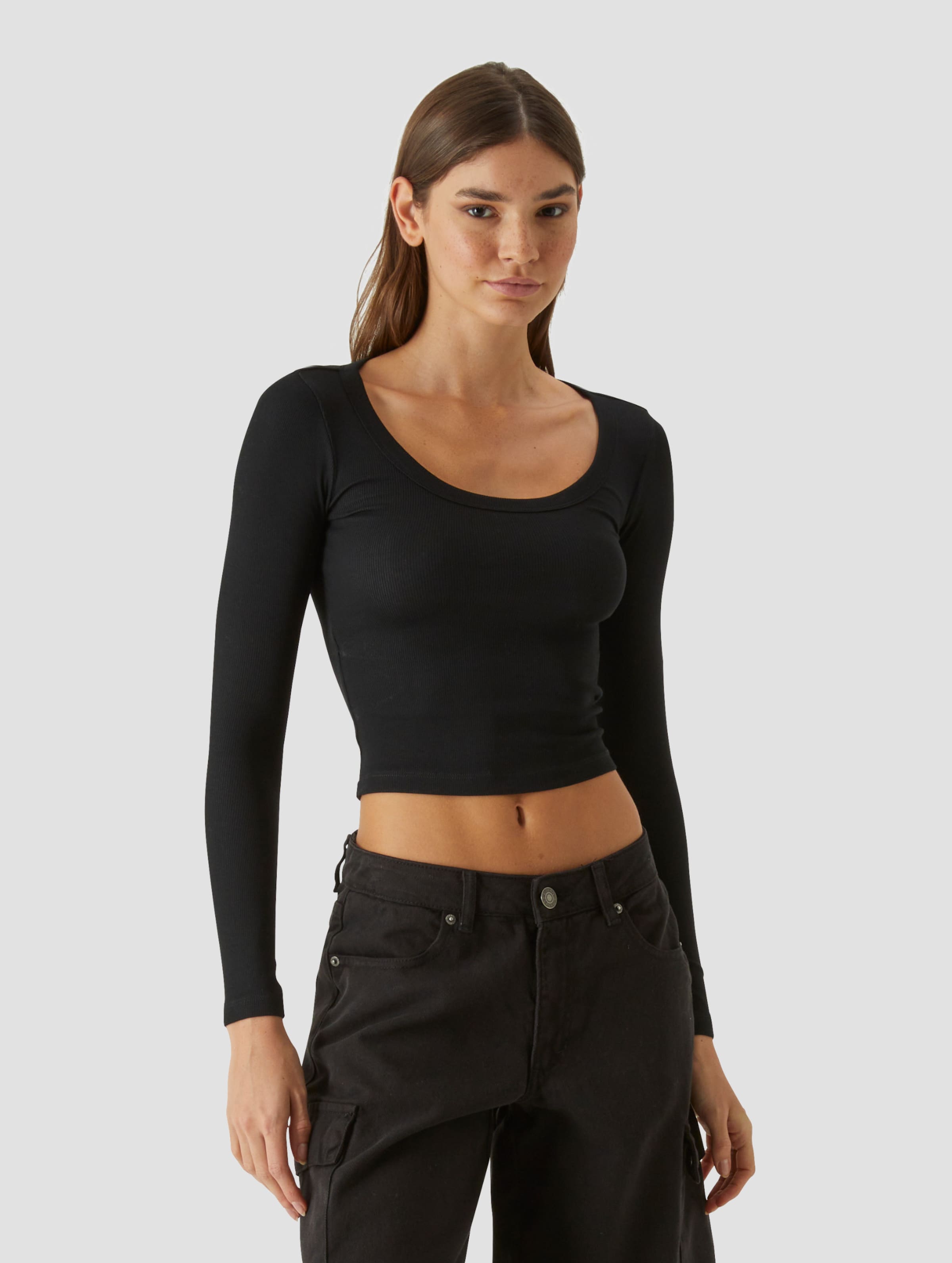 Urban Classics Ladies Rib Jersey Wide Neck Longsleeve