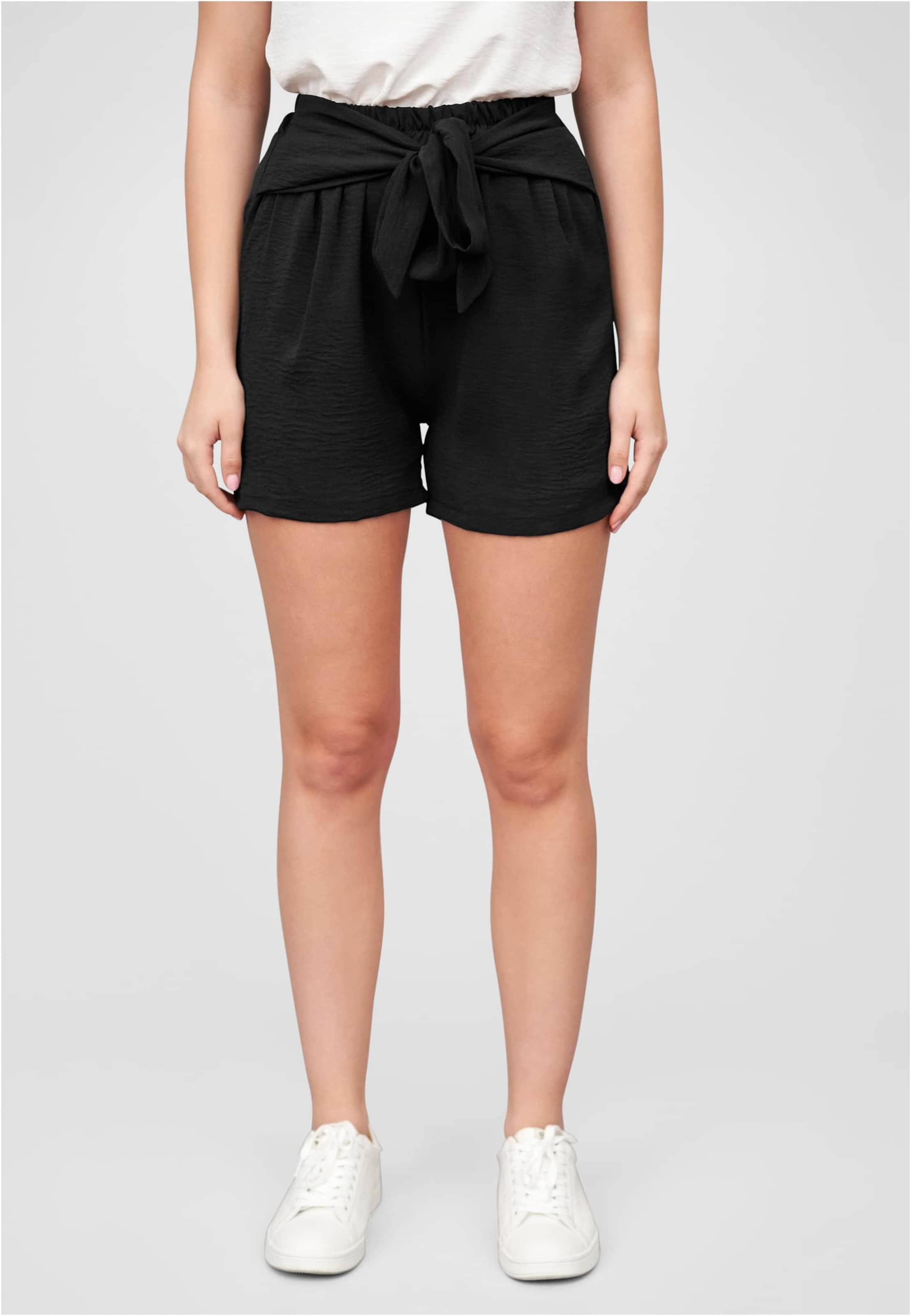 Cloud5ive Damen Short mit Deko-Bindegürtel u Elastikbund