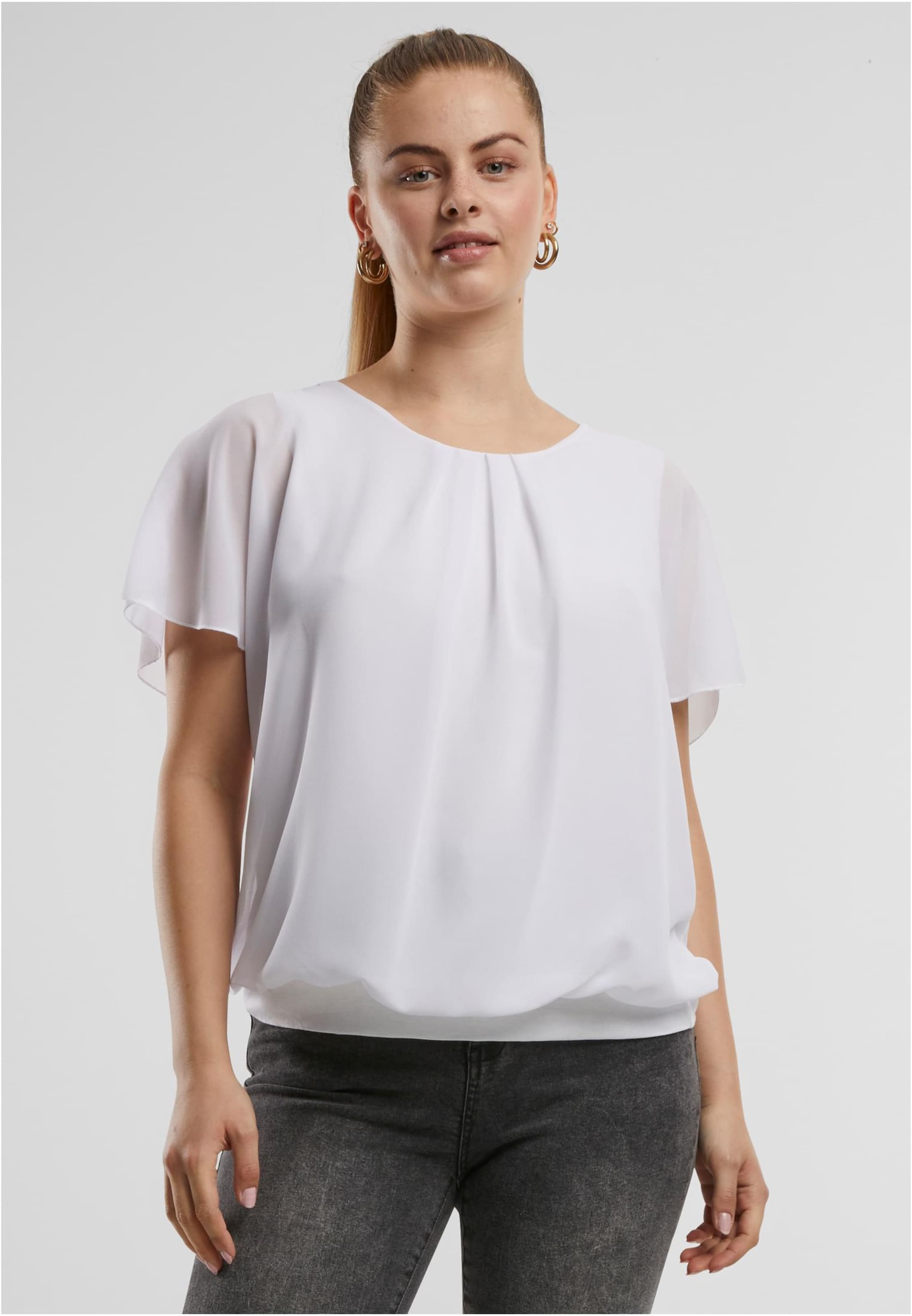 Cloud5ive Damen Chiffon Top 2-lagig mit Fledermausärmeln