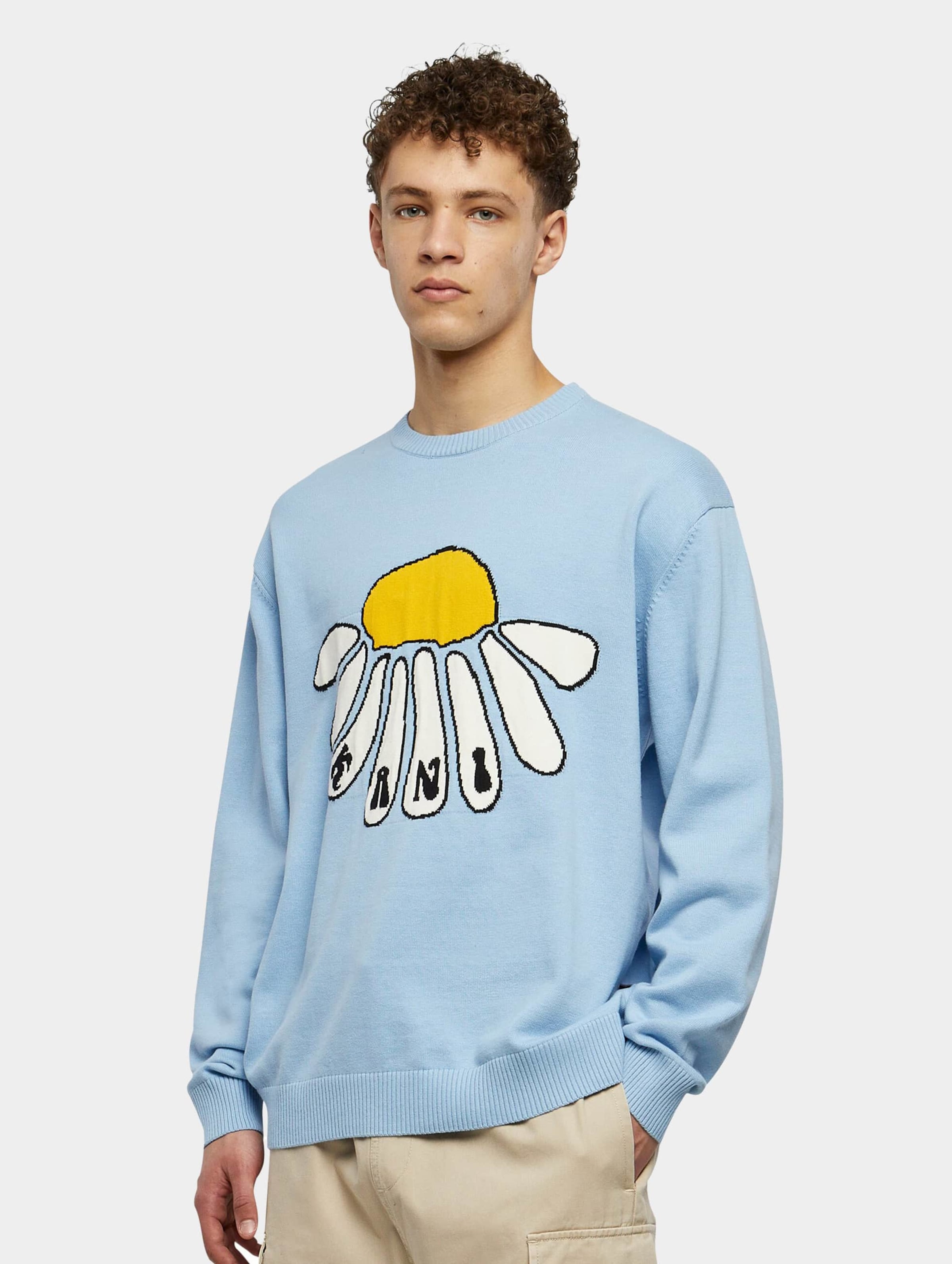 Karl Kani KK Woven Signature Flower Knit Crew light blue