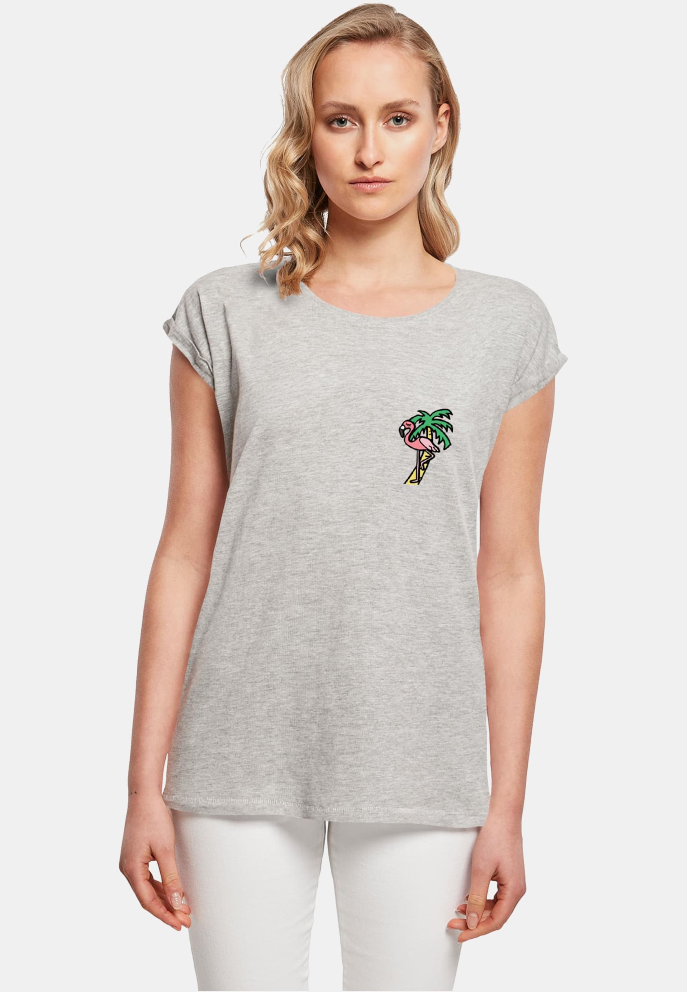 Mister Tee Ladies Flamingo Extended Shoulder
