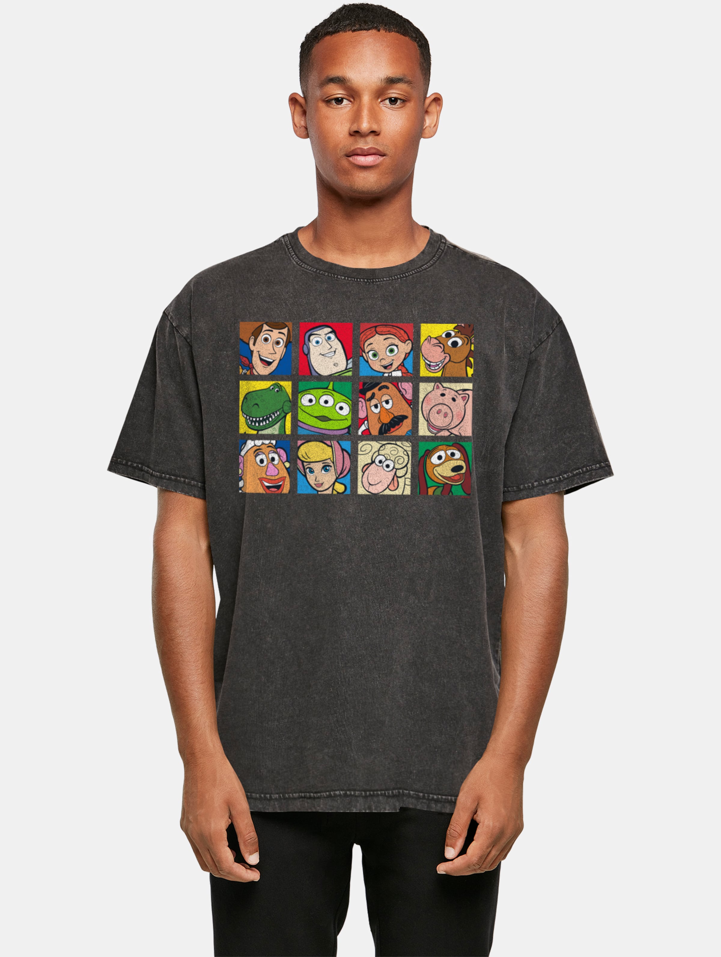 Absolute Cult Toy Story - Character Squares Acid Washed Oversize Tee