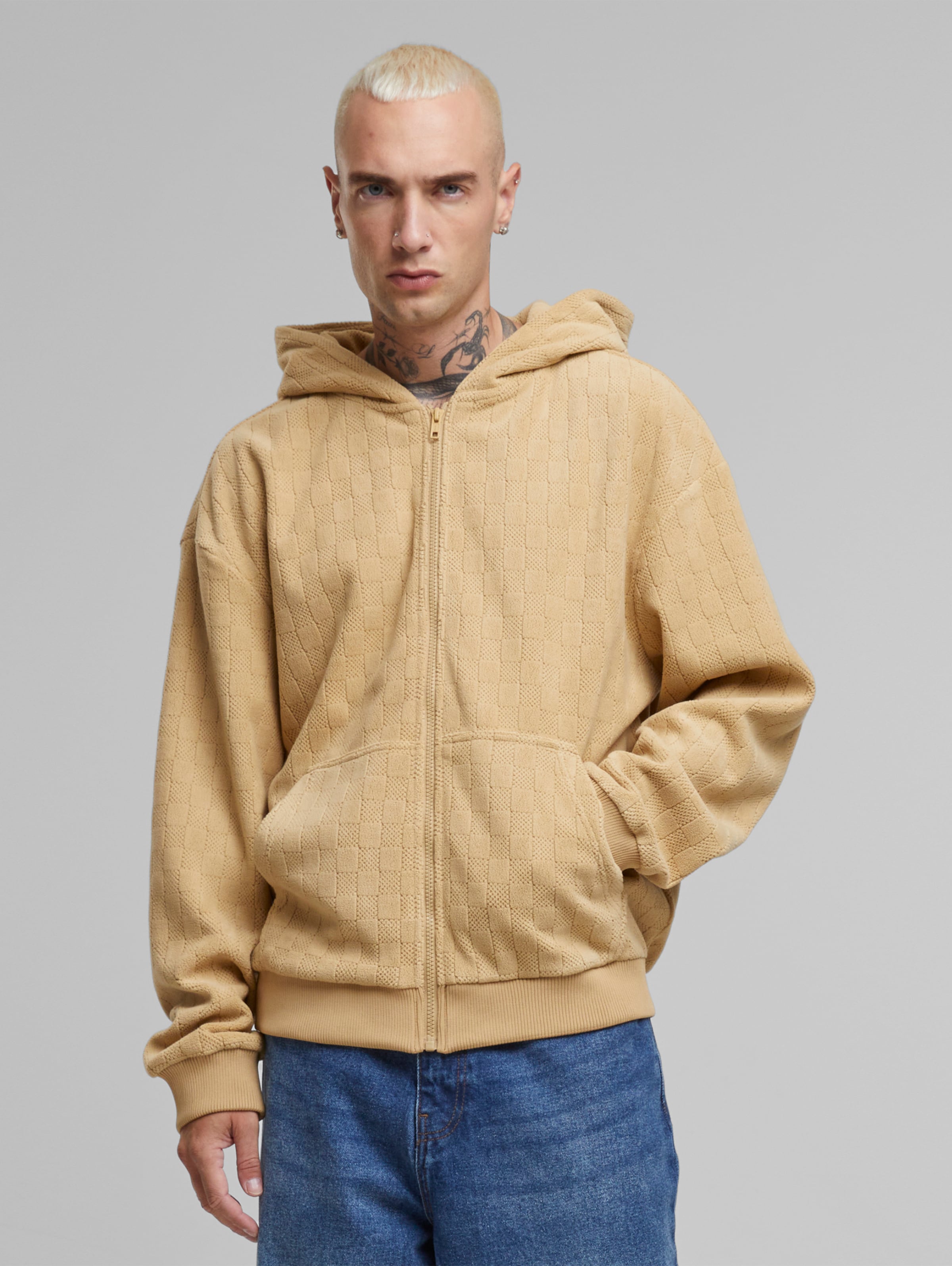 Urban Classics Jaquard Velvet Zip Hoodie